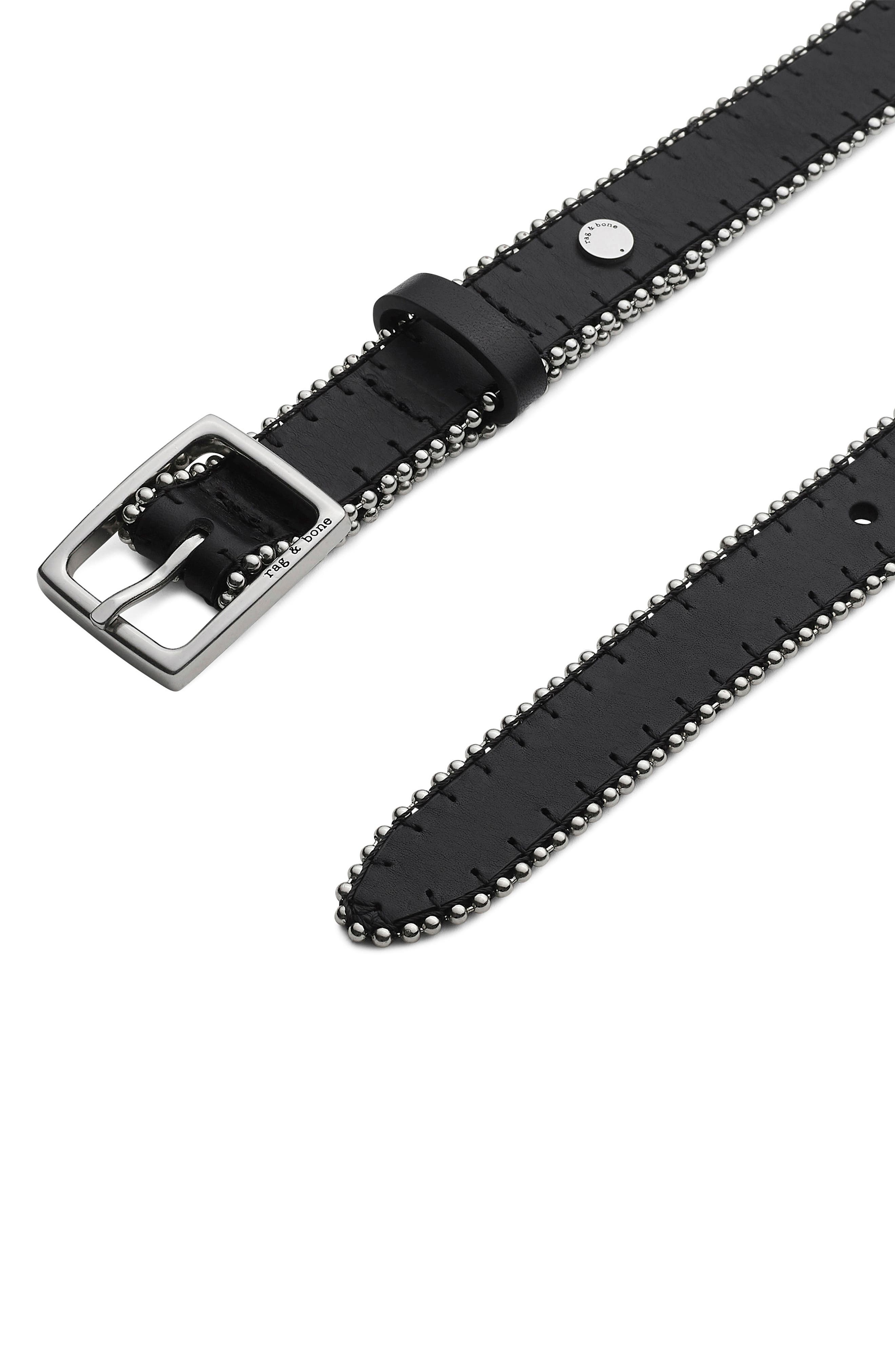 rag & bone Beaded Boyfriend Leather Belt in Black at Nordstrom - 2