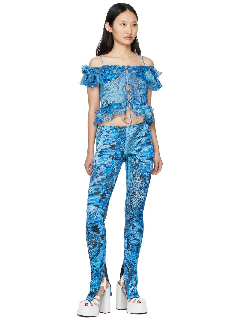 Blumarine Blue Snake Leggings outlook