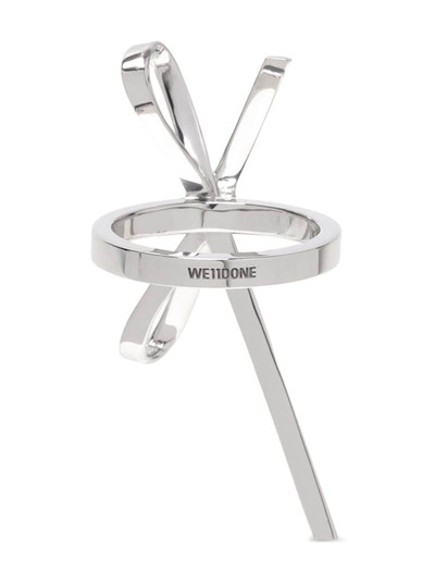 We11done logo-engraved bow-detail silver ring outlook