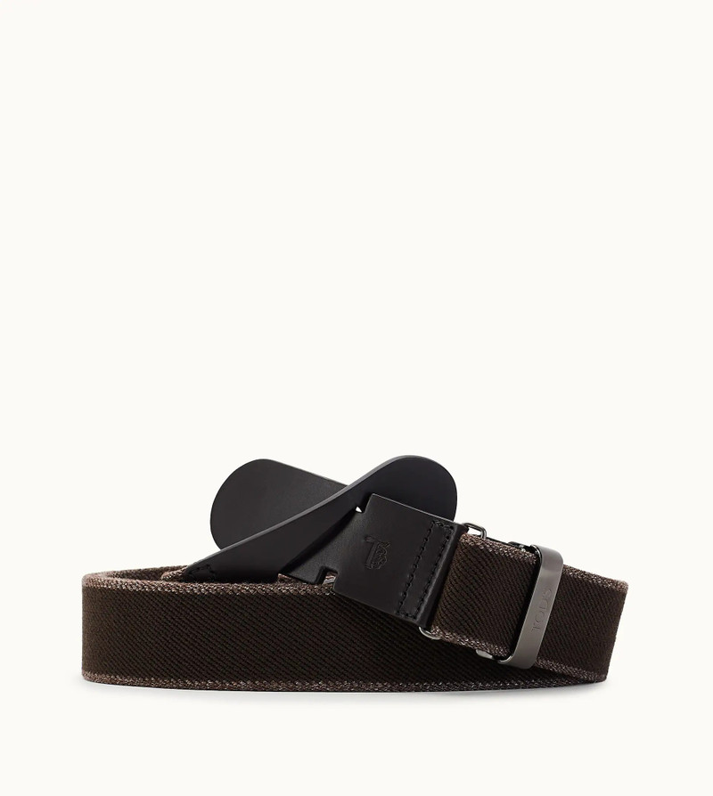 Tod's CANVAS AND LEATHER BELT - BROWN outlook