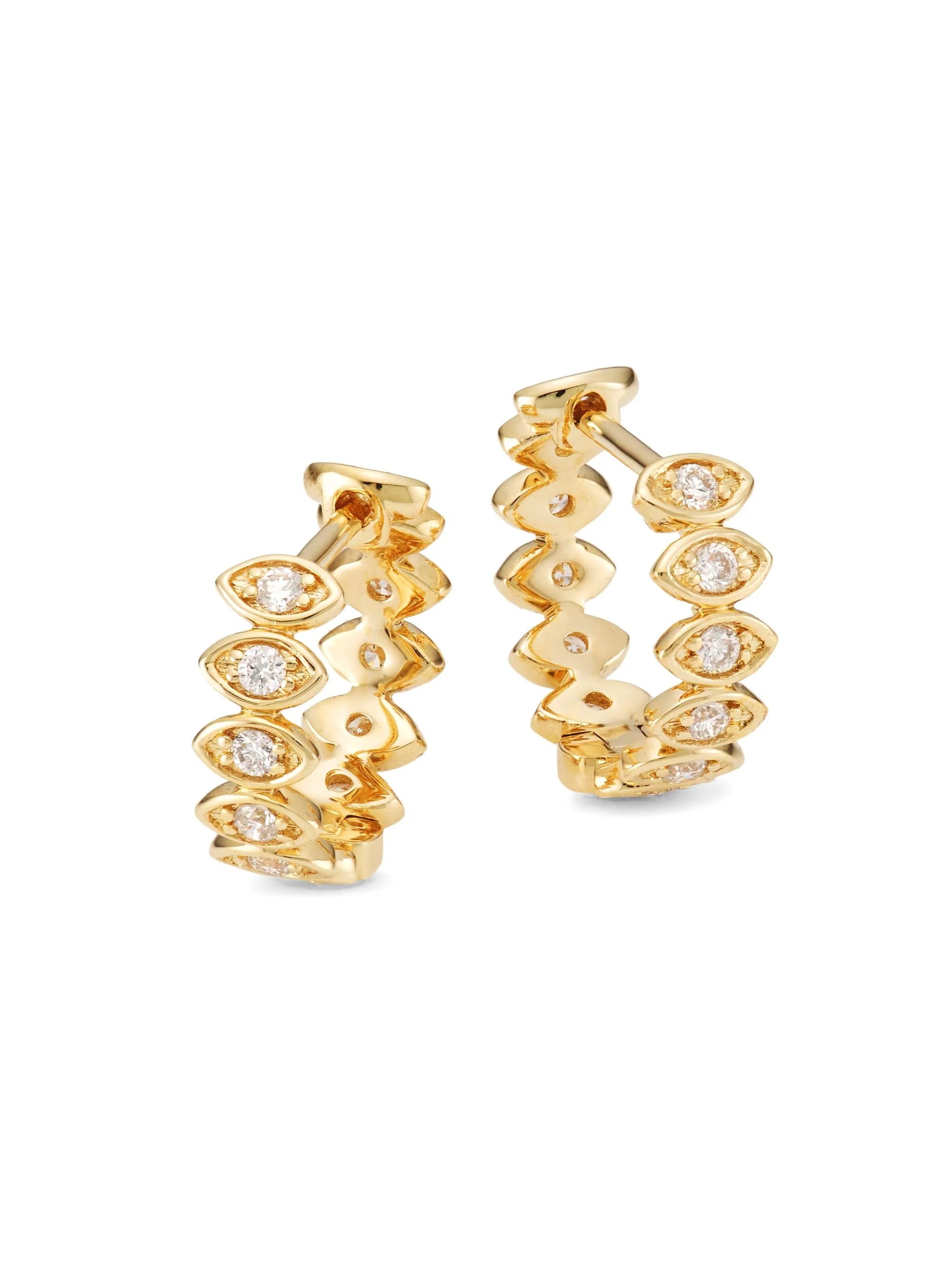 Women's 14K Yellow Gold & Diamond Evil Eye Huggie Hoop Earrings - Gold - 1