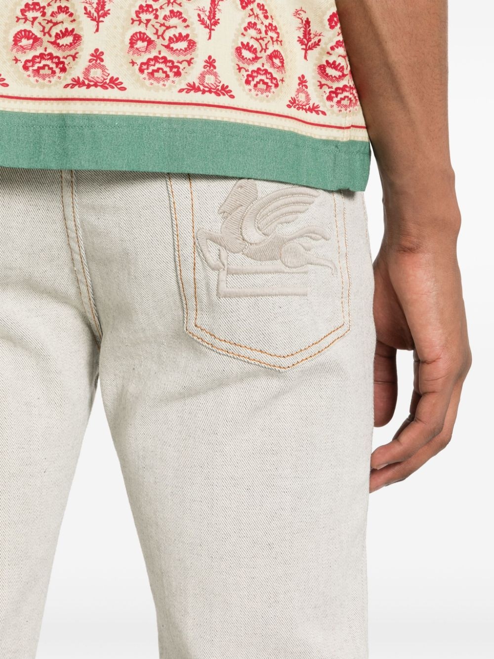 slim-fit cotton jeans - 5