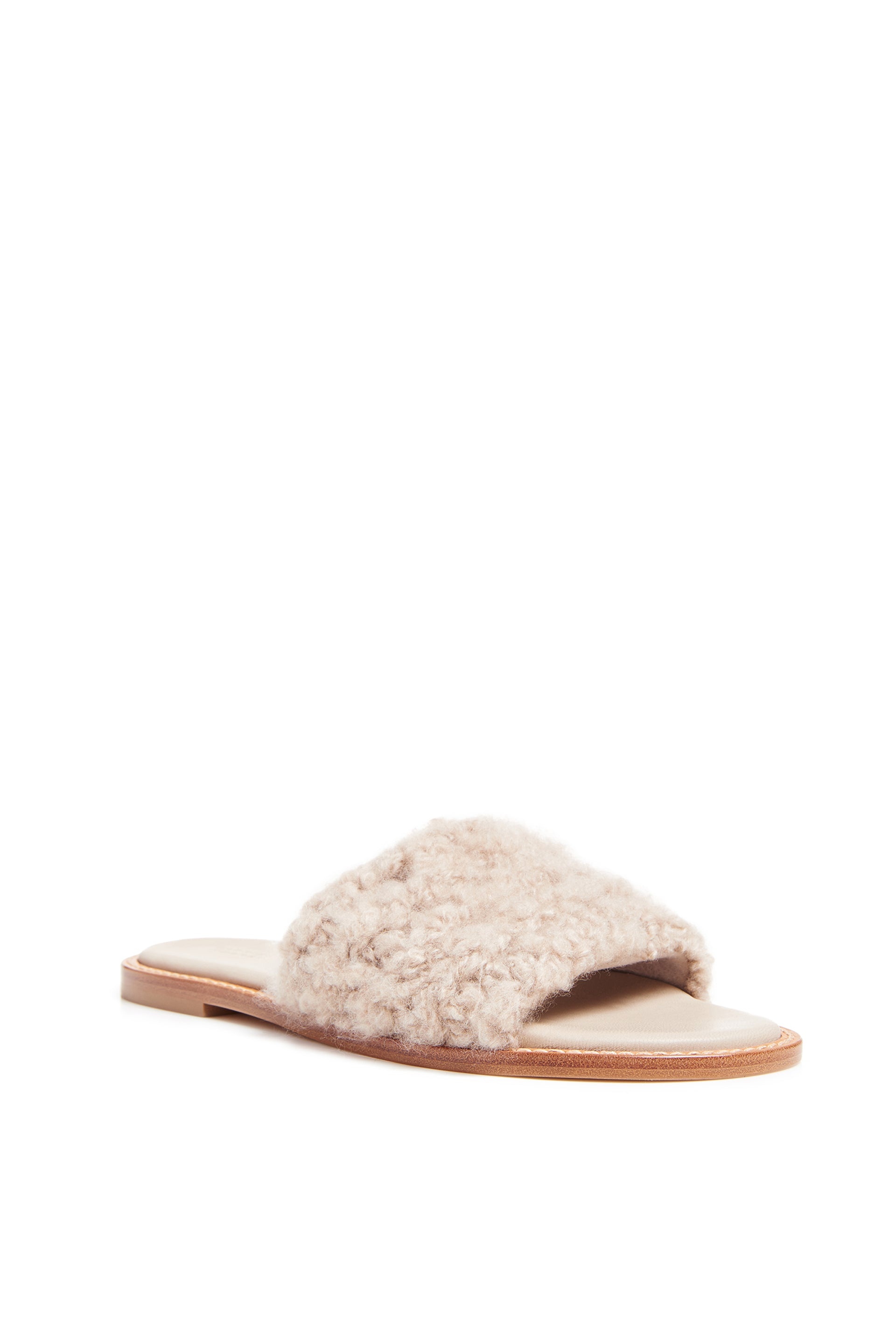 Ballast Slide Sandal in Oatmeal Leather & Cashmere - 2