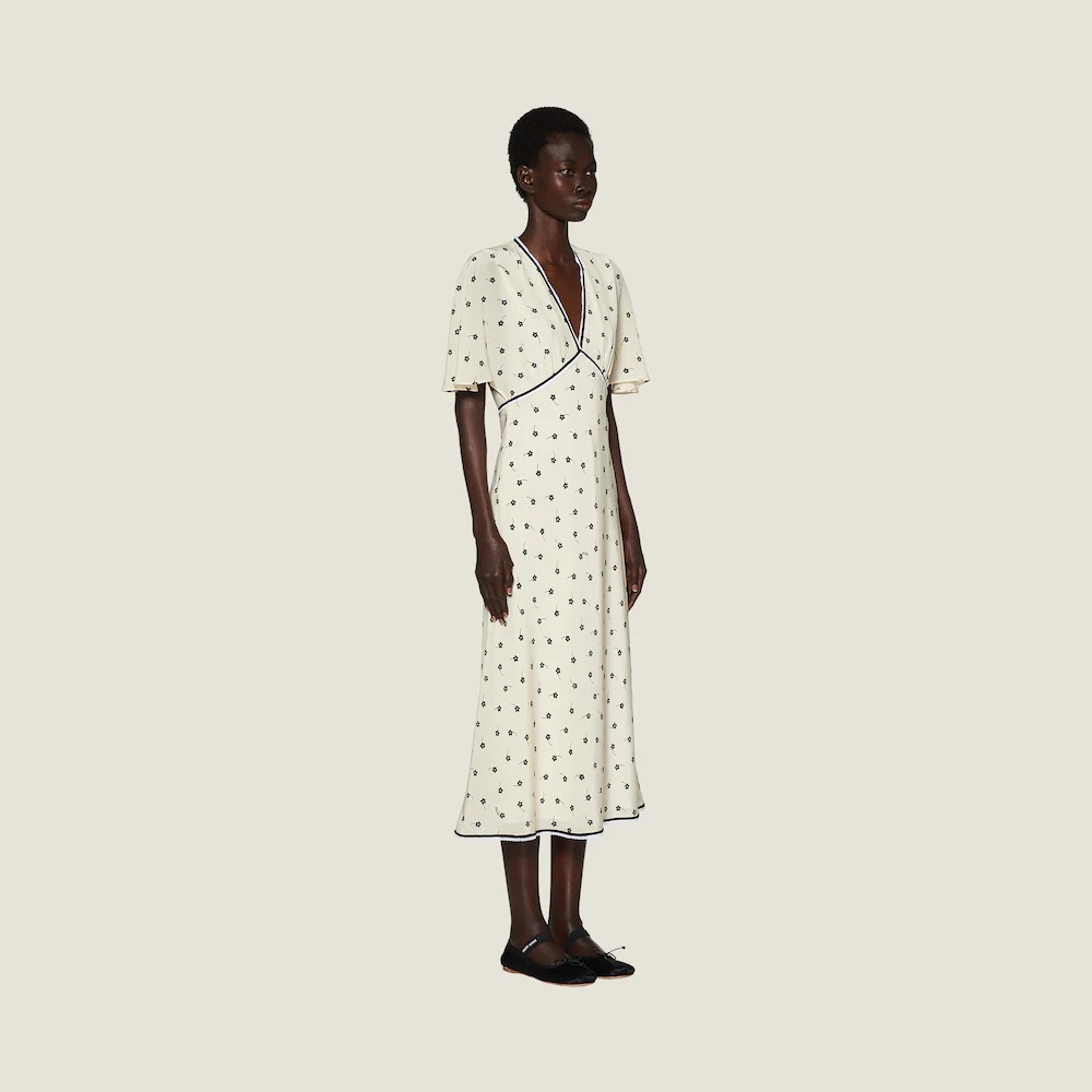 Crepe de chine midi dress - 5