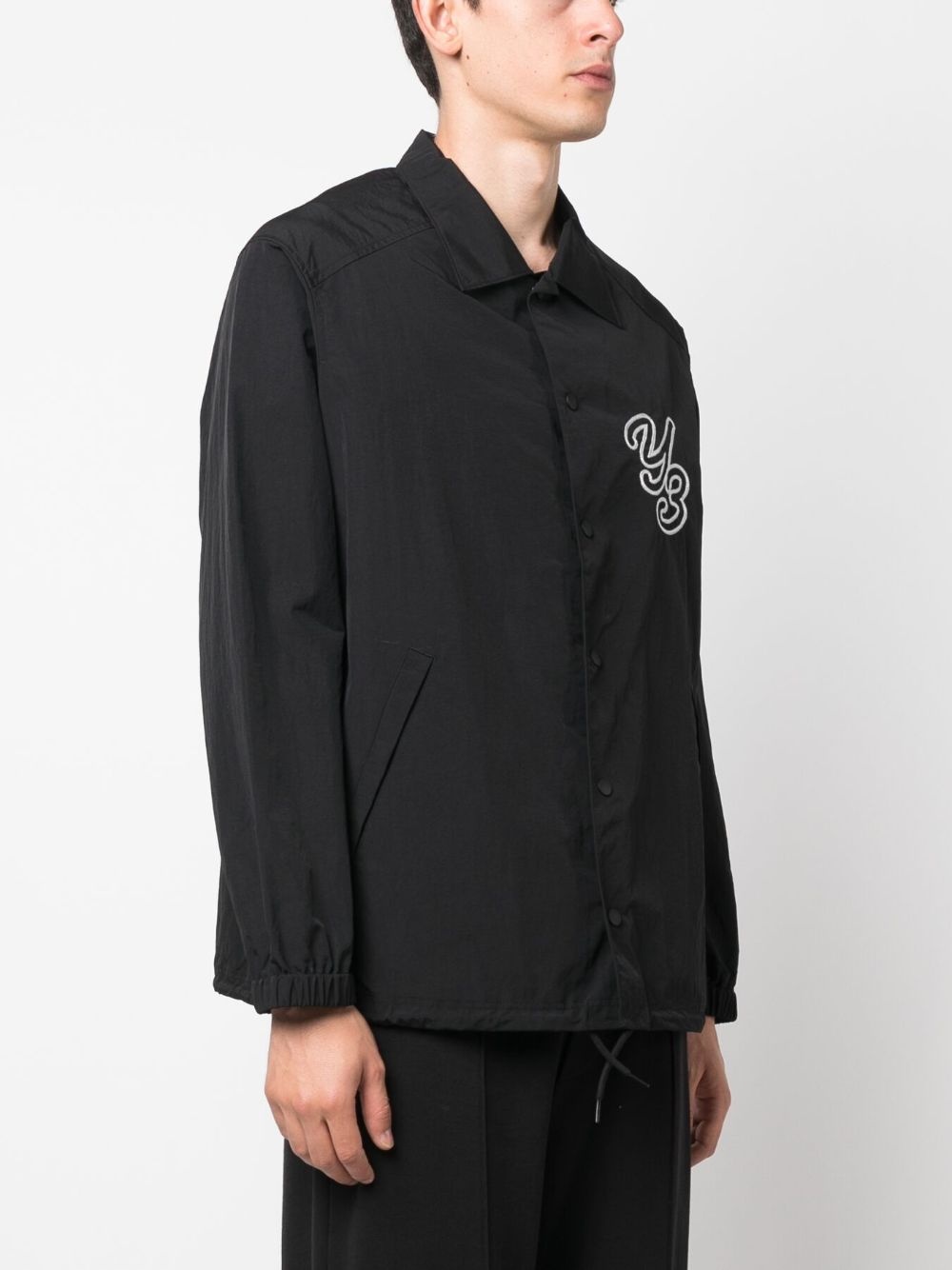 logo-embroidered shirt jacket - 4