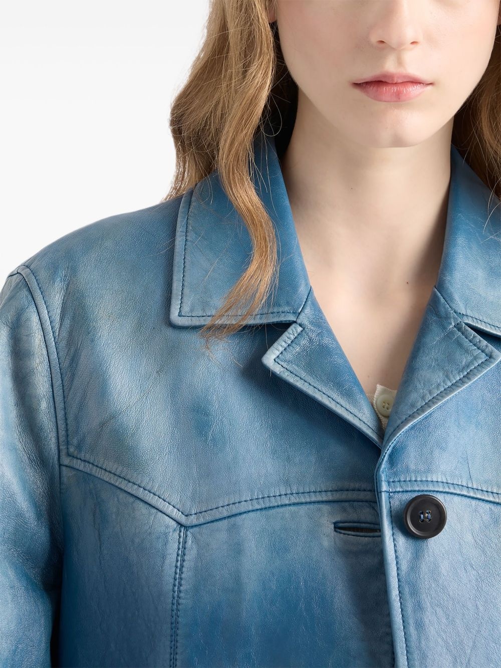 washed leather jacket - 5