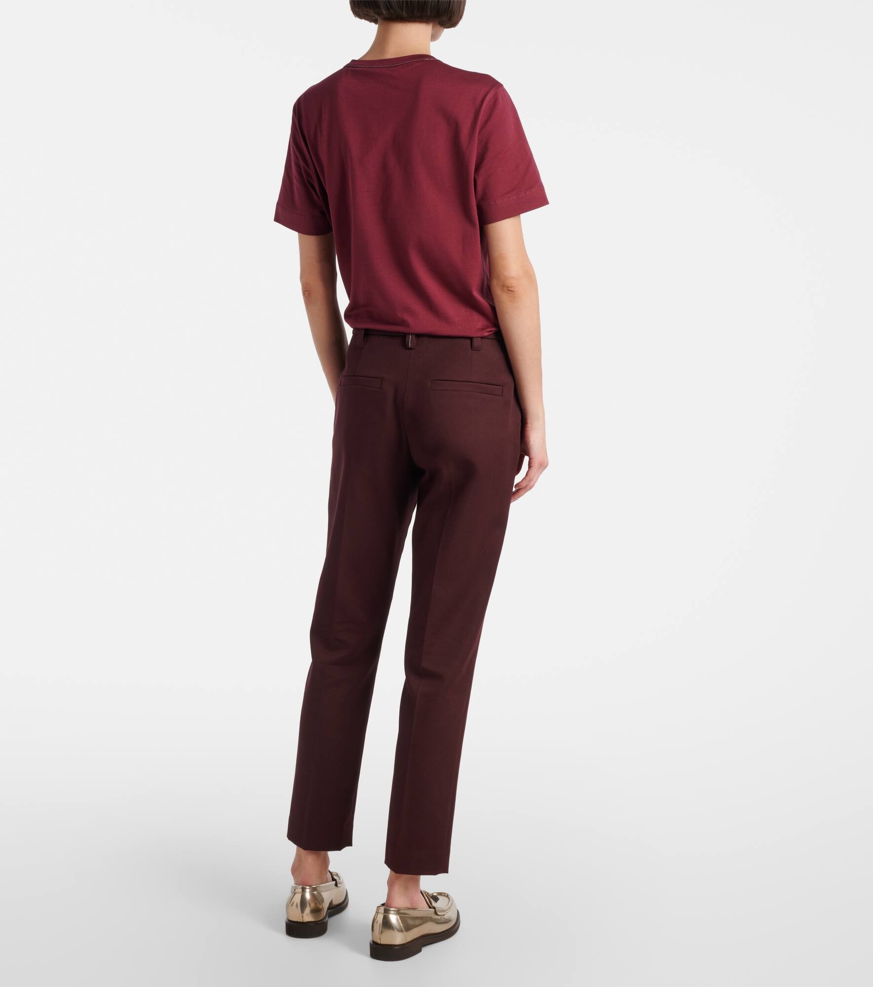 Monili cropped cotton-blend slim pants - 3