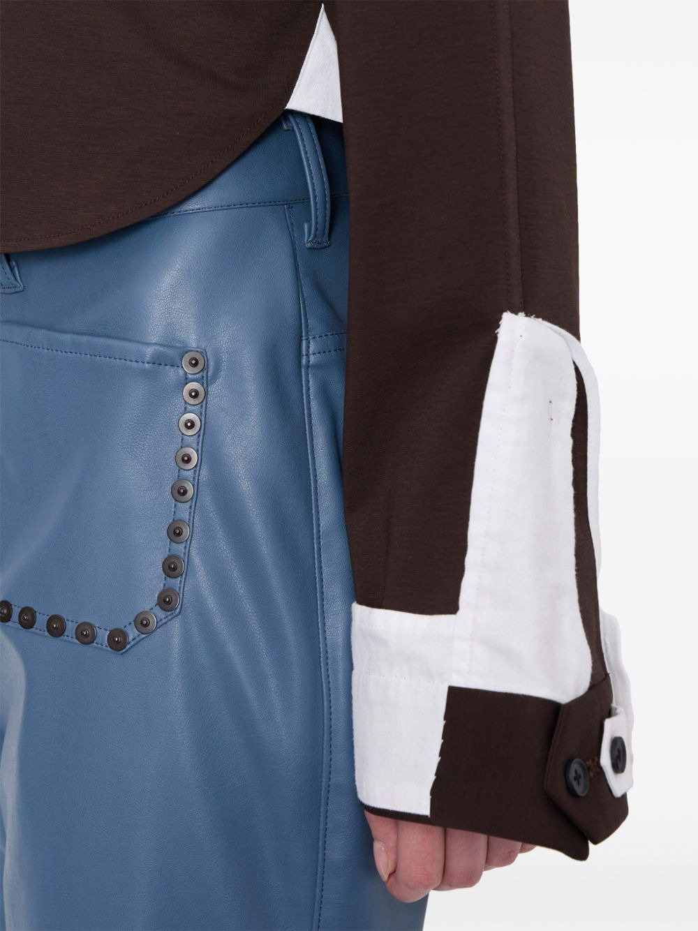 contrast-panel collar polo top - 3