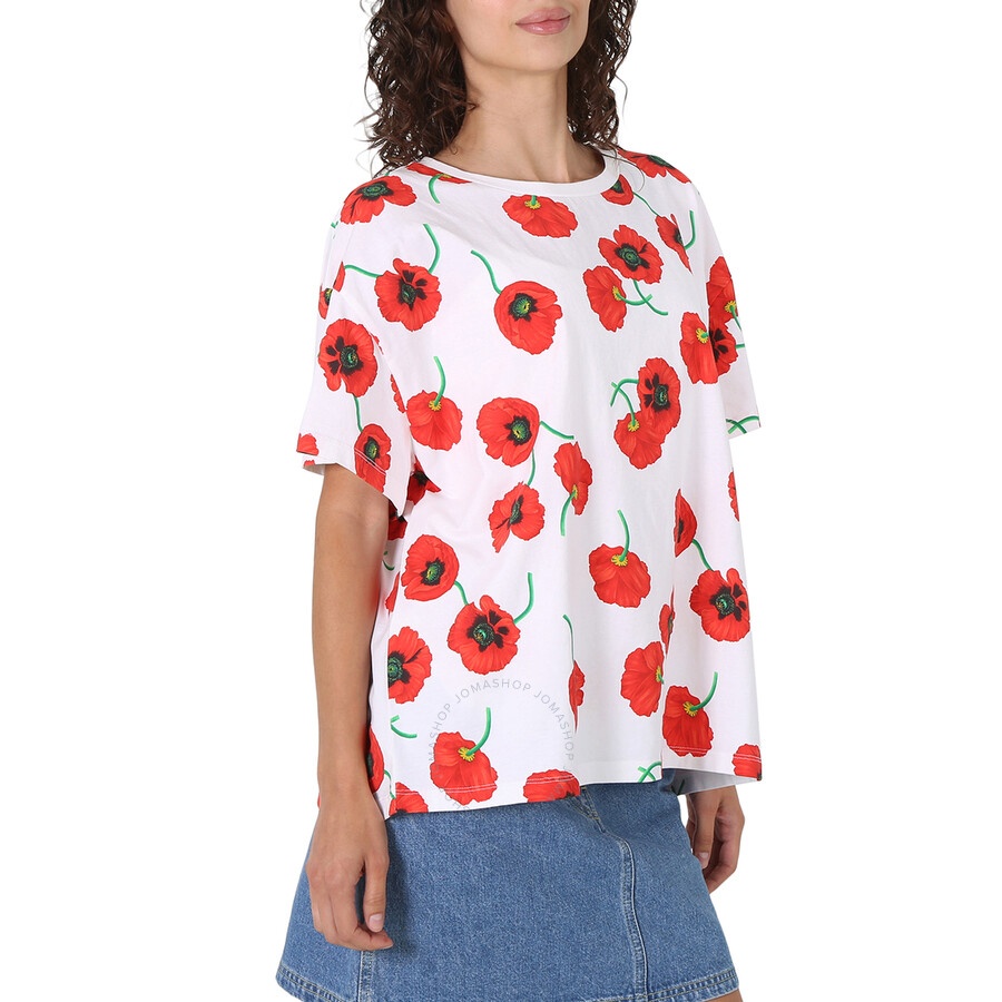 Kenzo Ladies White Poppy All-Over Logo T-Shirt - 4