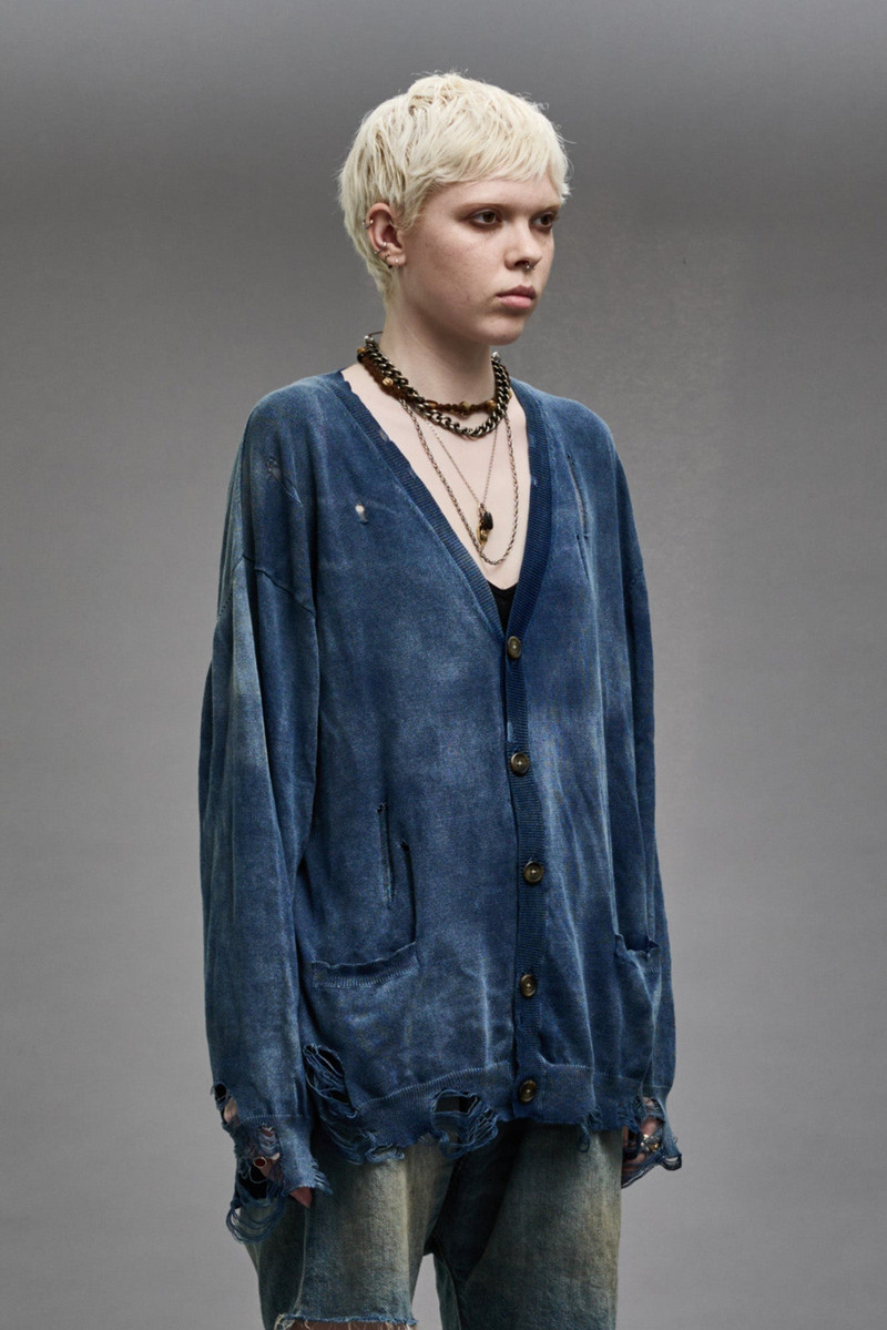 R13 BOYFRIEND CARDIGAN - DARK INDIGO outlook