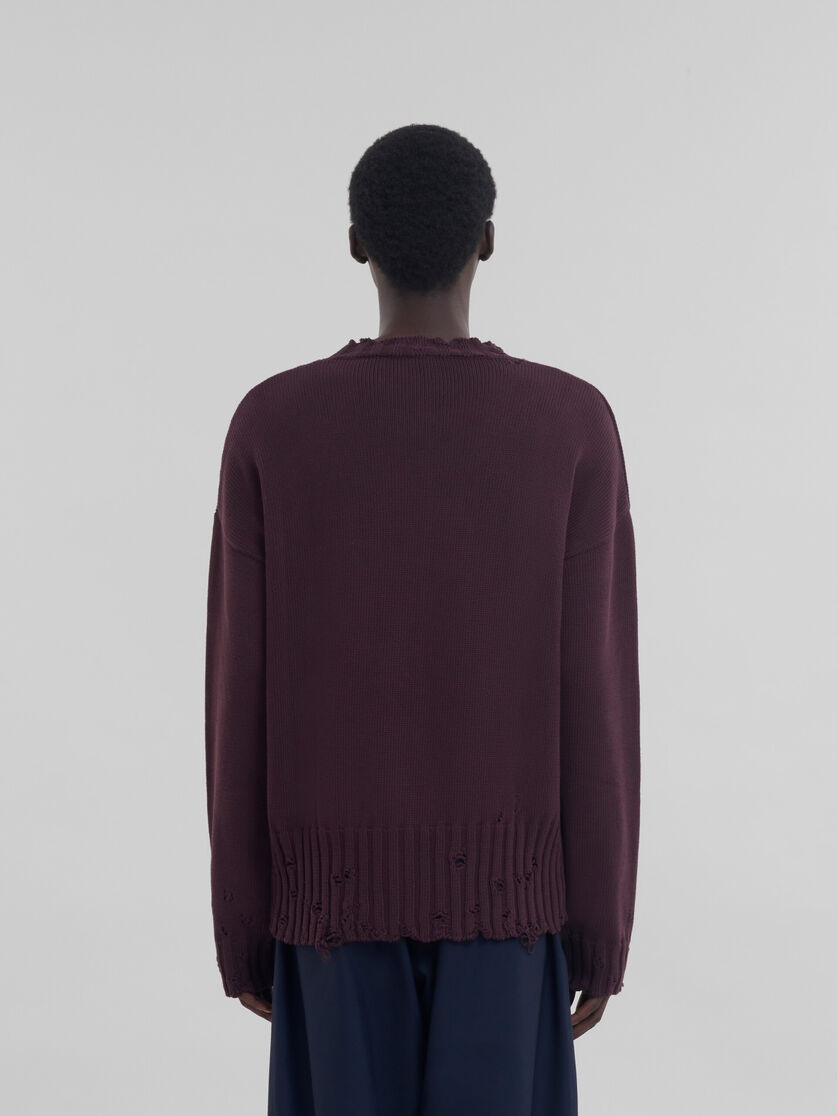 BURGUNDY COTTON CREWNECK SWEATER - 3