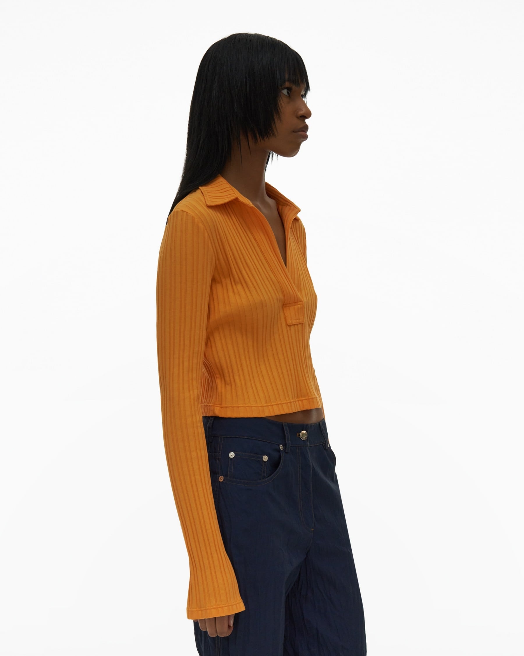 CROPPED RIB KNIT POLO - 5
