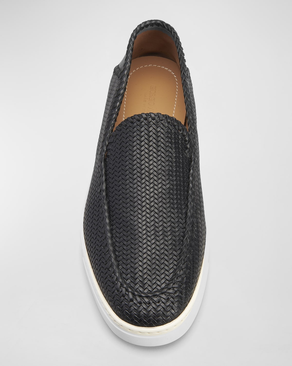 Men's Woven Leather Slip-On Sneakers - 5