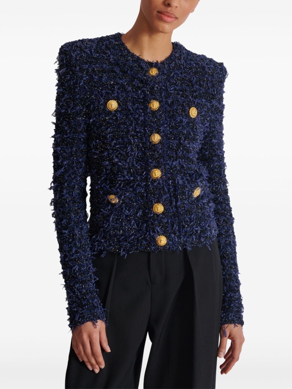 buttoned tweed jacket - 6