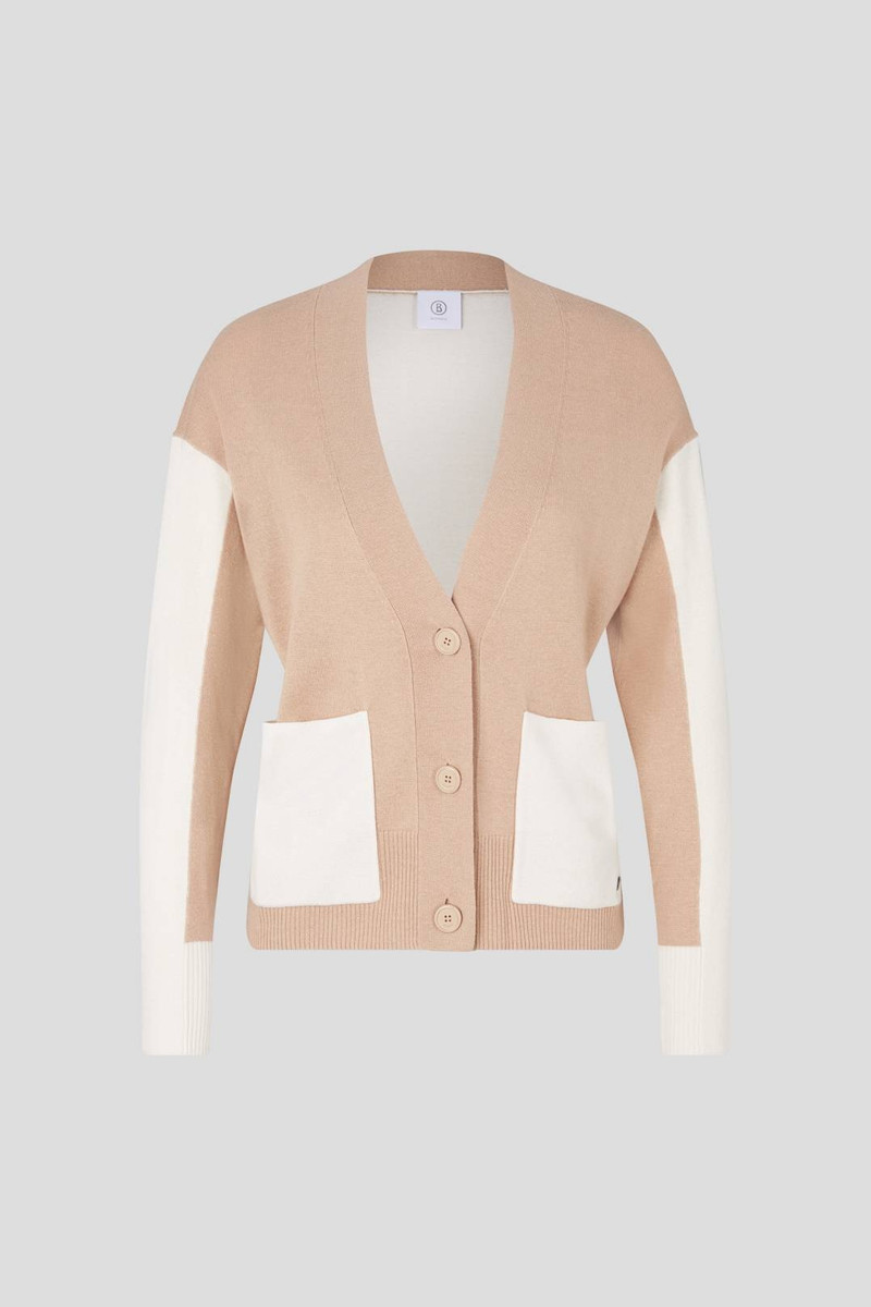 CARIA CARDIGAN IN CAMEL/OFF-WHITE 1