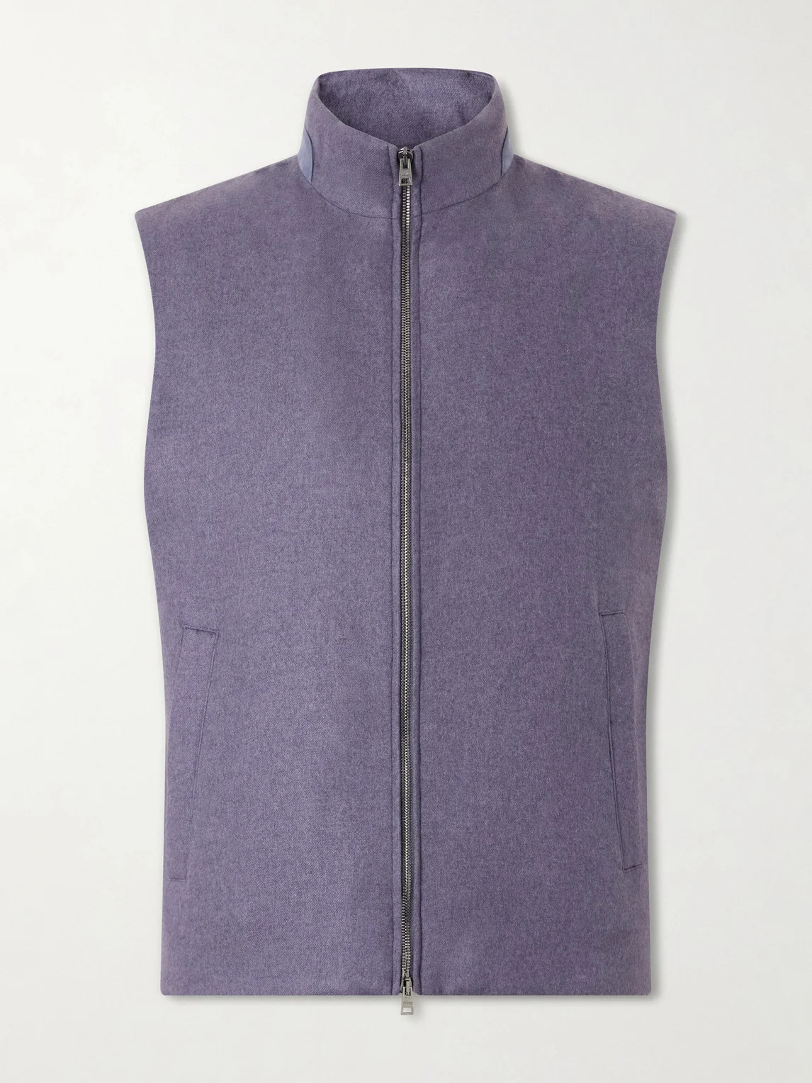 Leather Trimmed Silk and Cashmere-Blend Vest - 1