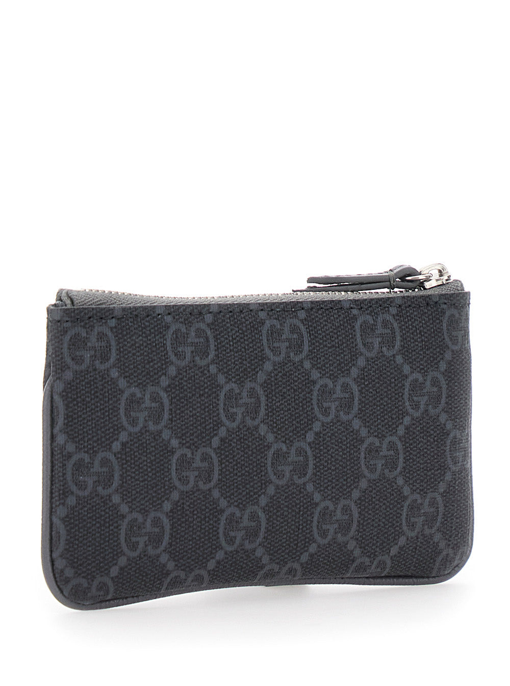 Gucci Men Black Card Holder With Zip Closure And Logo Detail On The Front In Gg Canvas Man - 3