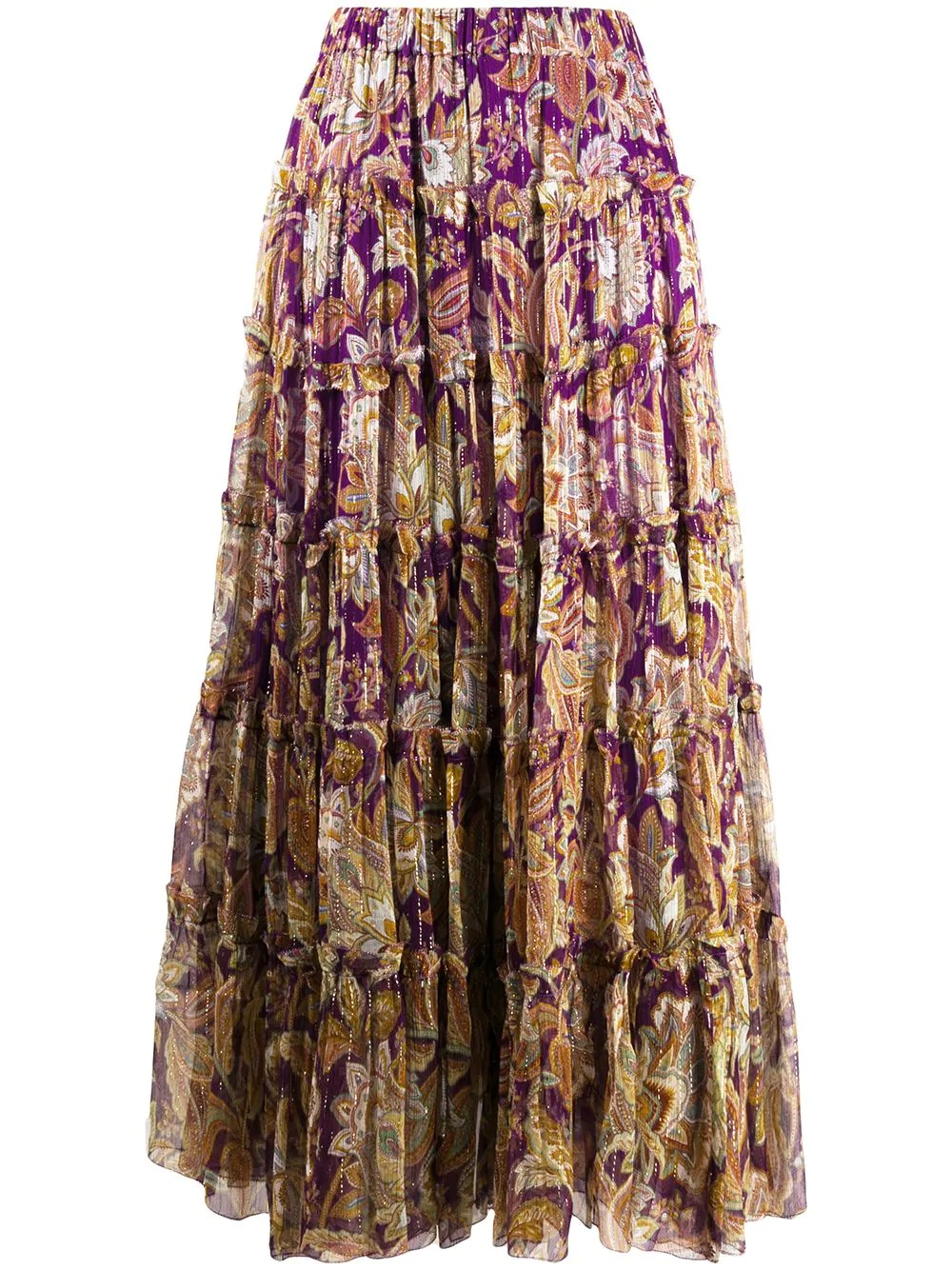 Ladybeetle floral-print tiered skirt - 1