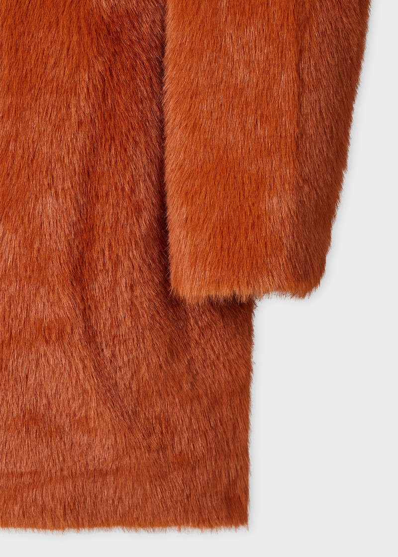 Women's Rust Orange Faux Fur Coat 3