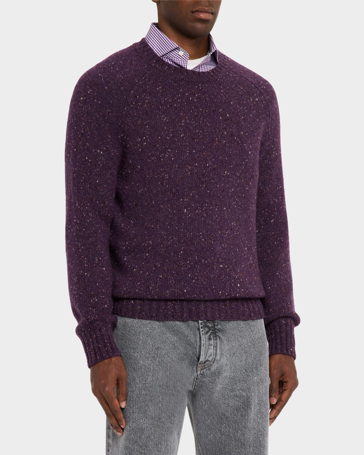 Men's Cashmere Donegal Crewneck Sweater - 4