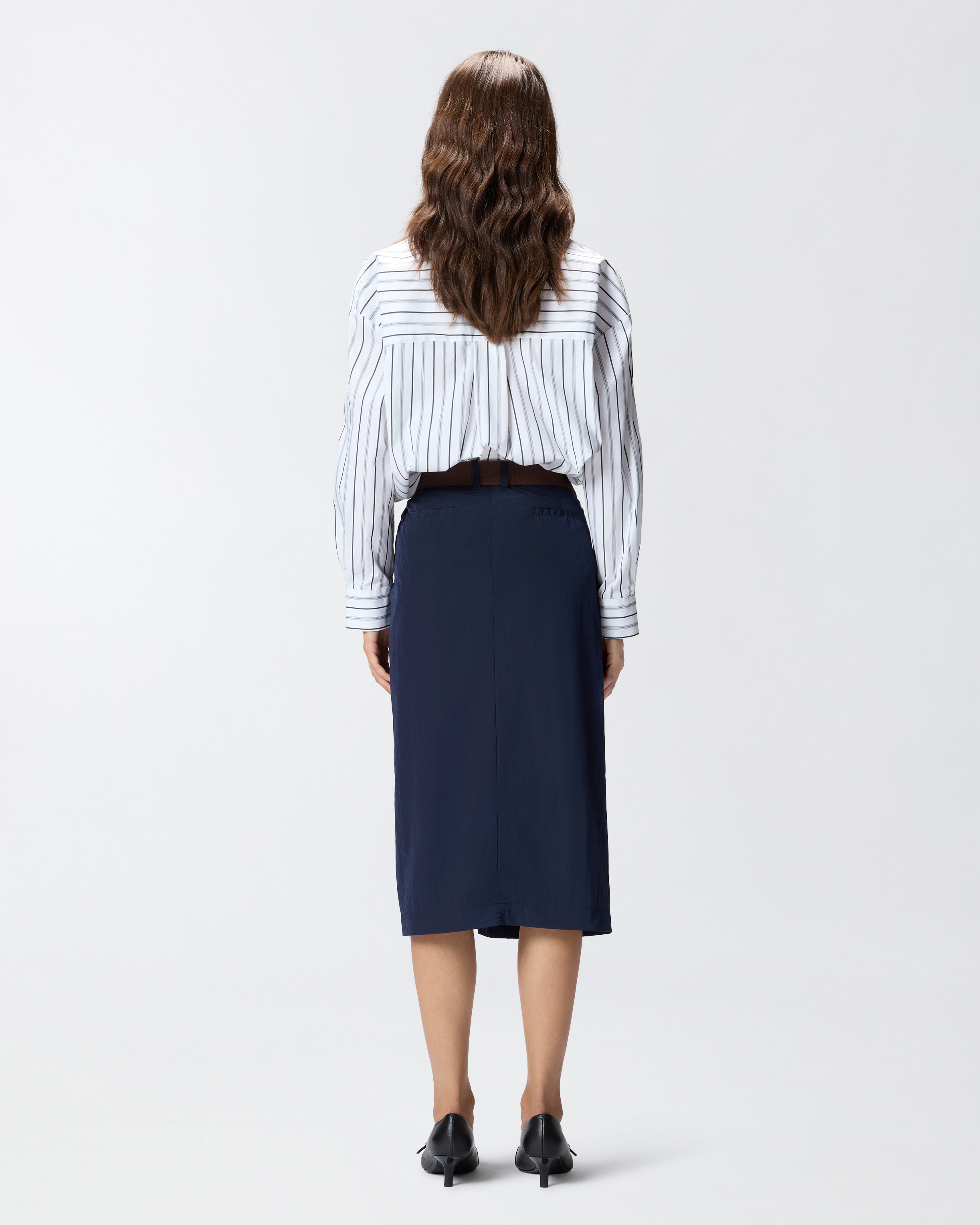 SHORT ASYMMETRICAL SKIRT IN TECHNICAL FABRIC WITH BELT - 4