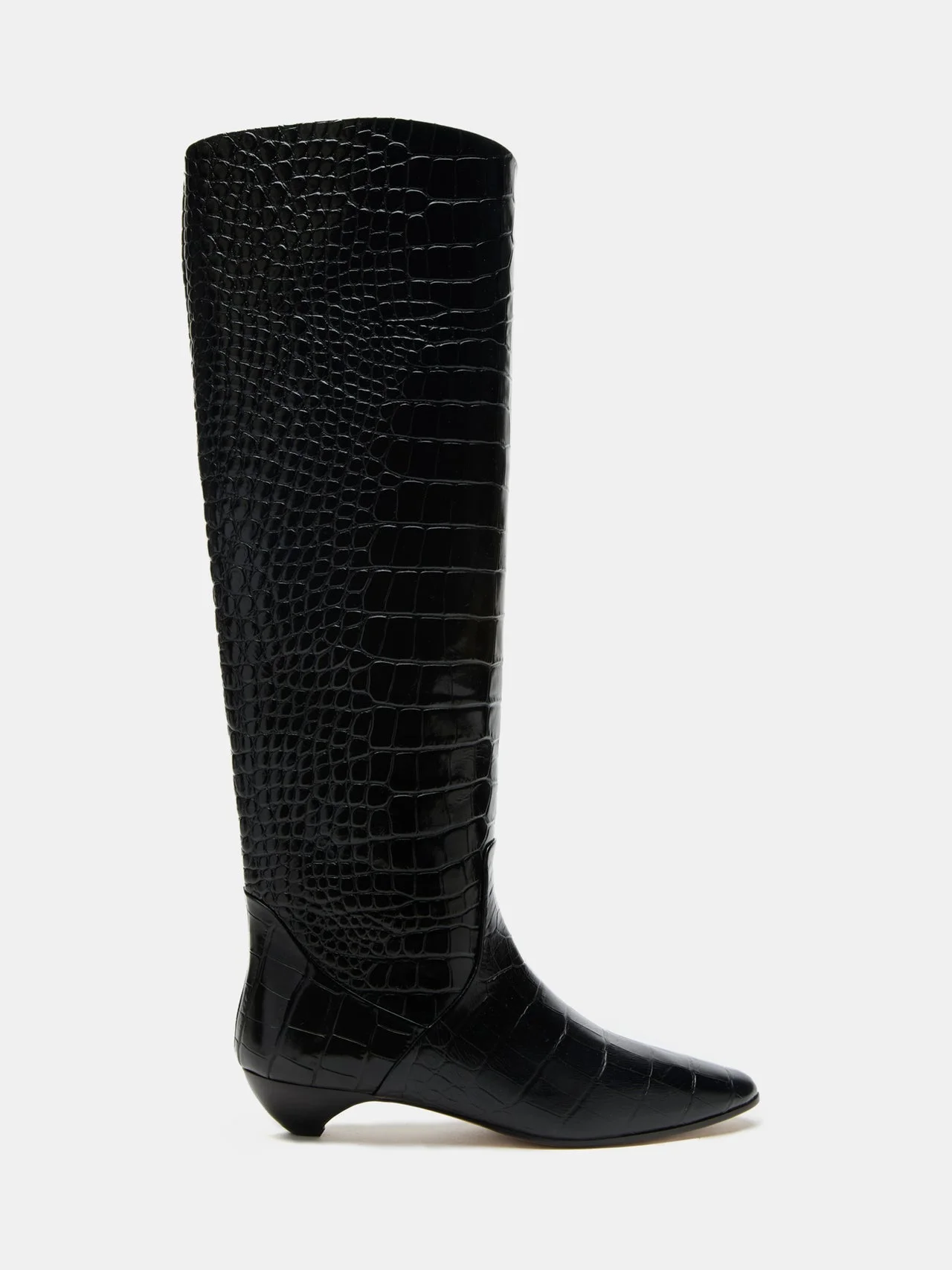 Allegra Riding Boot / Coco Black Leather Croc Effect - 1