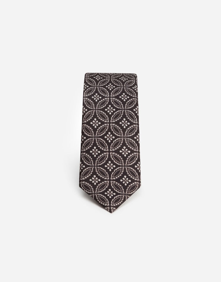 Tie-print silk jacquard blade tie (6 cm) - 2