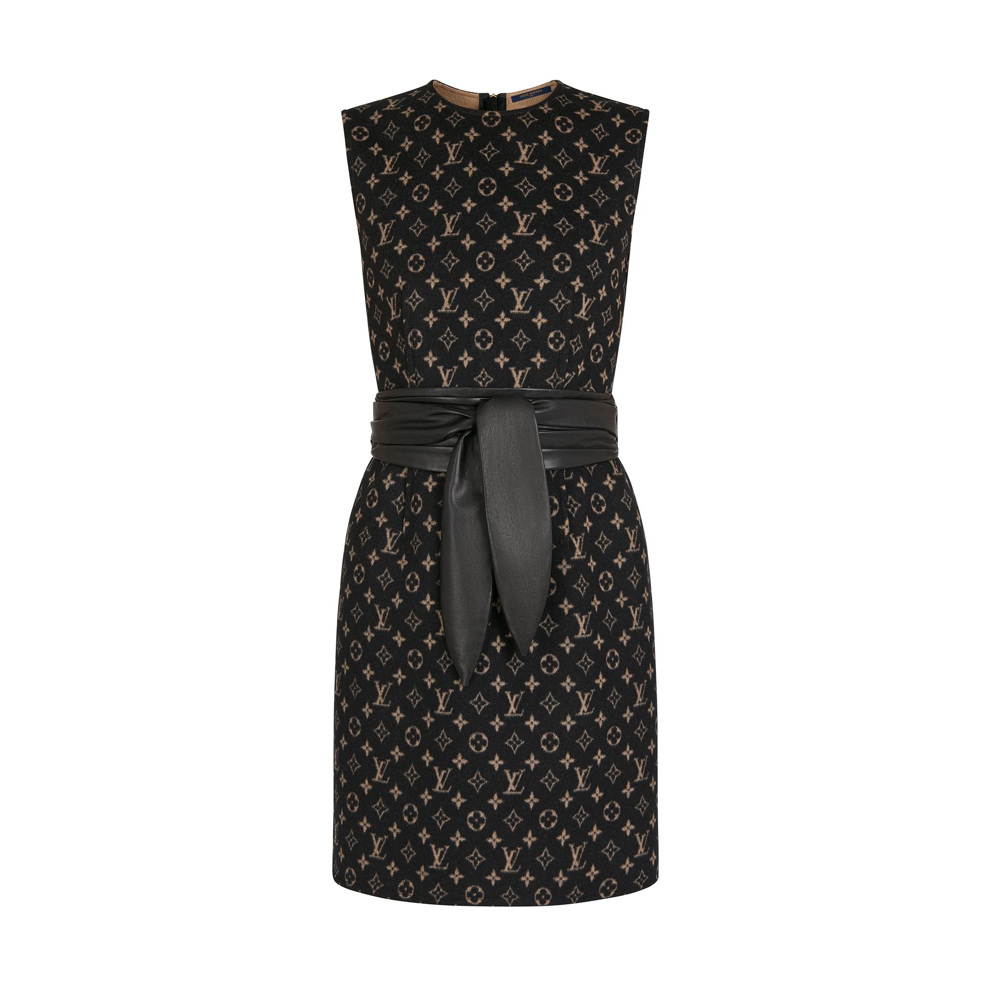 Belted Monogram Jacquard Straight-Cut Dress  - 1