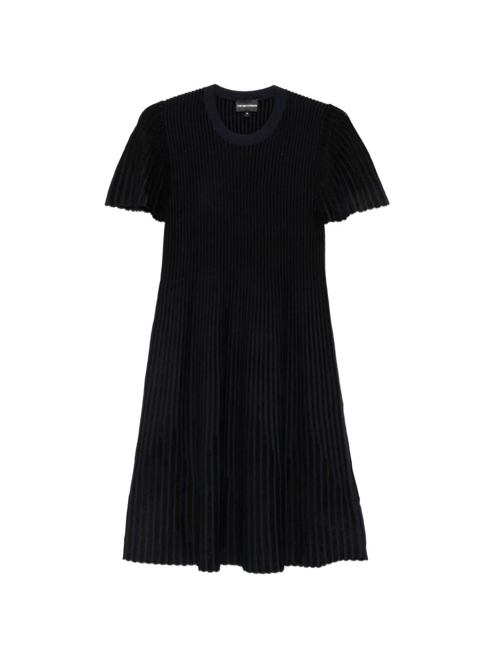 ribbed-knit short-sleeve midi dress - 1