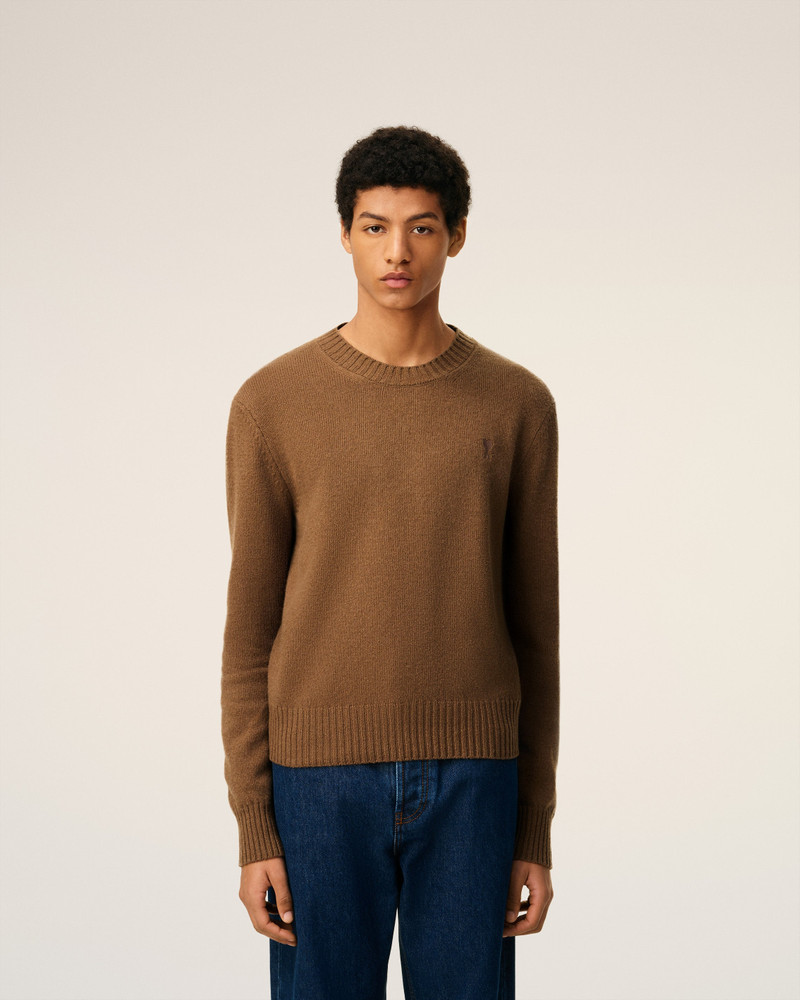 BROWN CASHMERE AMI DE COEUR CREWNECK SWEATER 3
