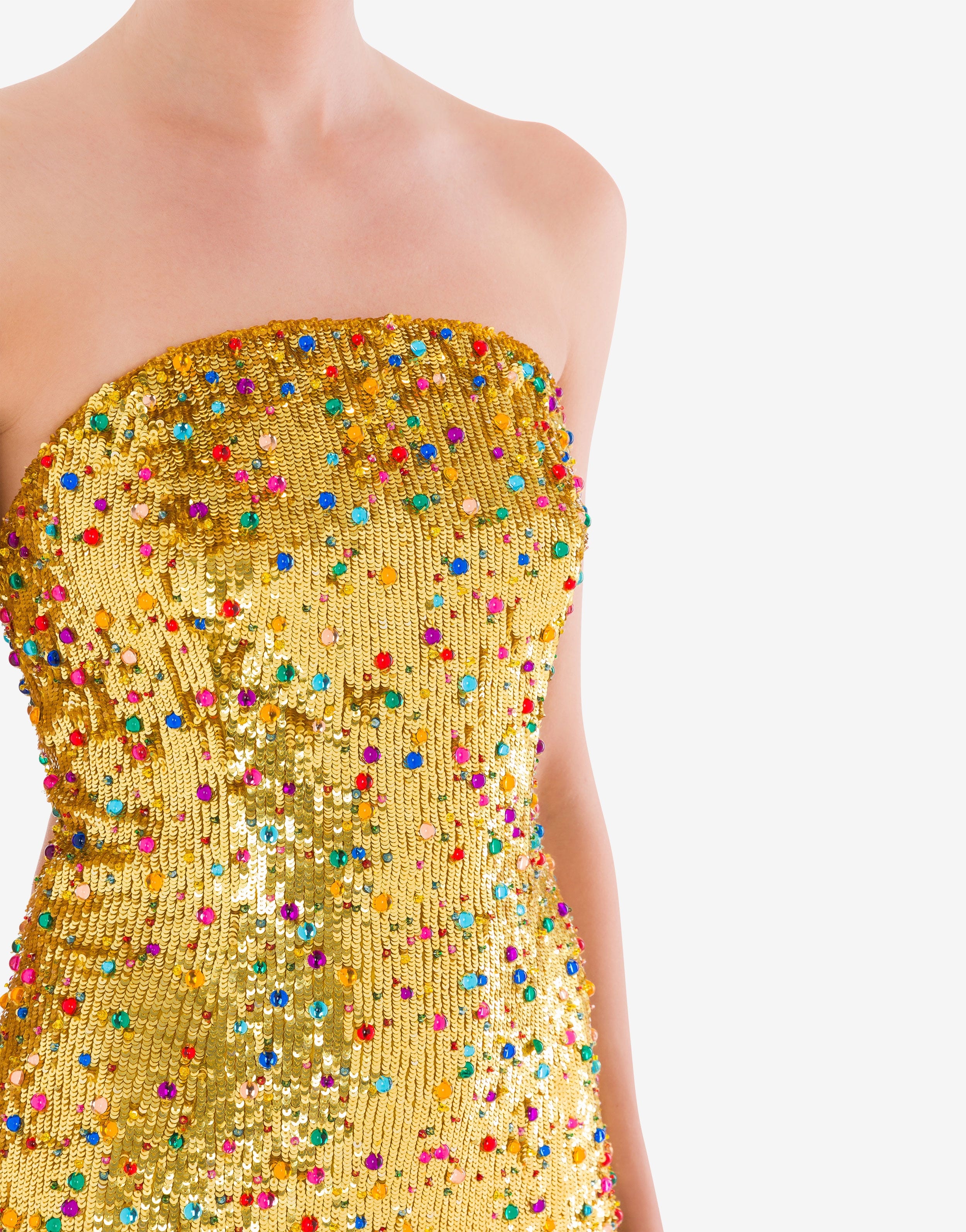 MULTICOLOR DOTS SEQUIN BUSTIER DRESS - 4