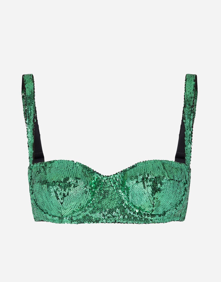 Sequined semi-padded balconette bra - 1