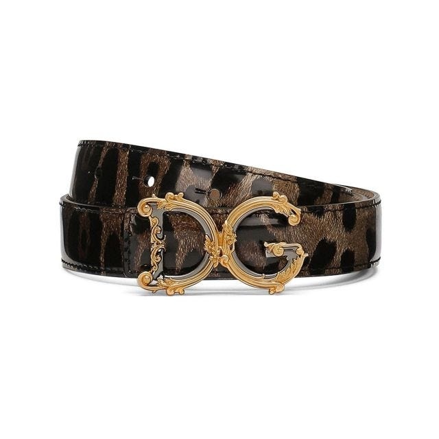 Spotted belt with gold logo buckle - 1