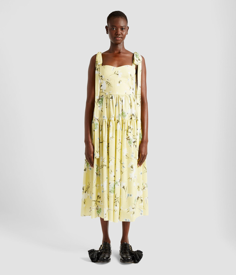 slim fit dress slacks Yellow Cotton Poplin Fit and Flare Midi Empire Dress 38