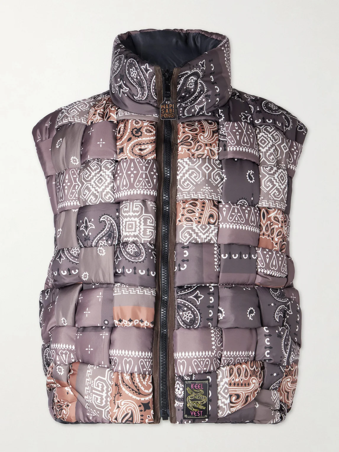 Quilted Patchwork Bandana-Print Shell Gilet - 1