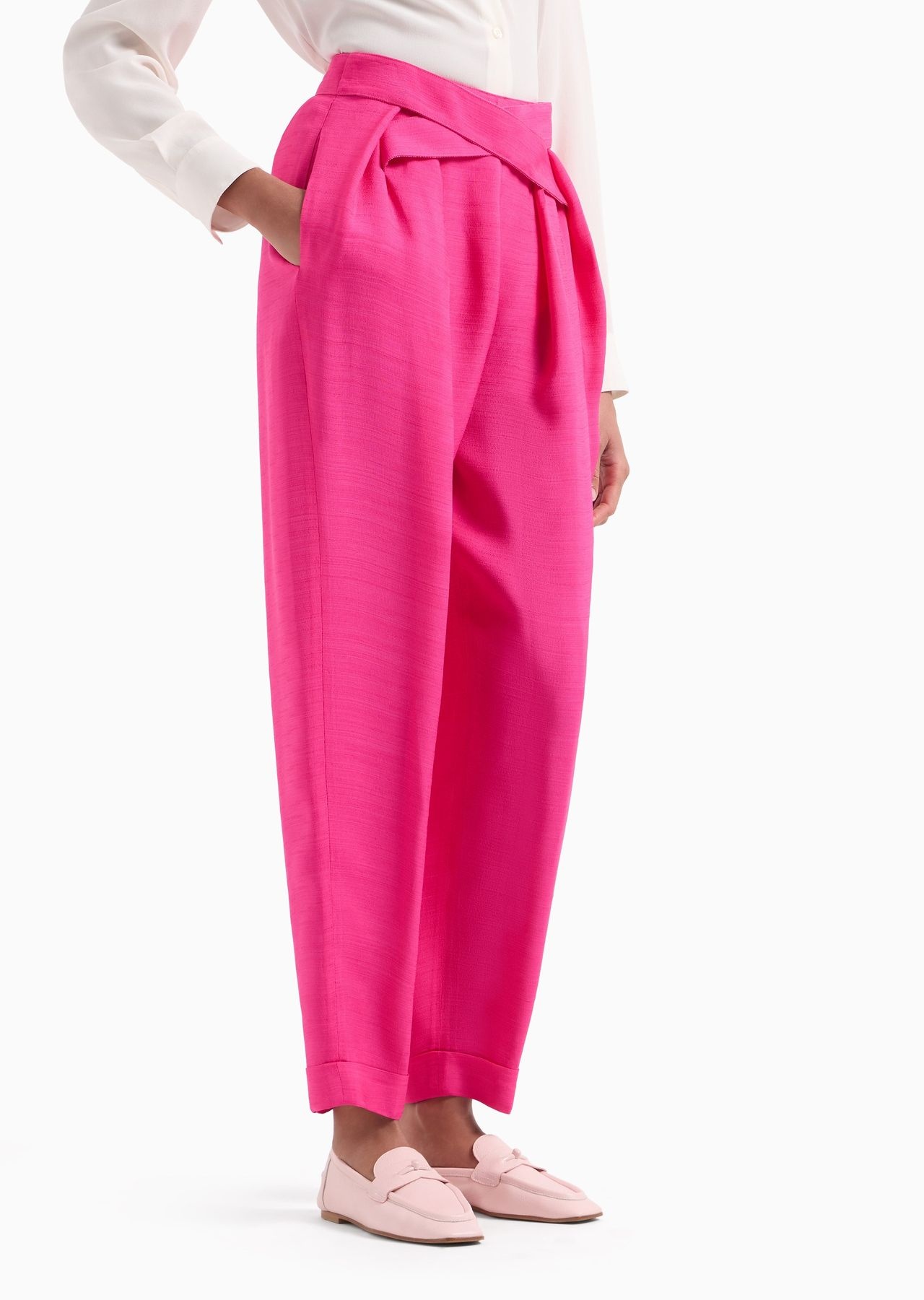 Darted trousers with crossover viscose-crêpe detail - 2