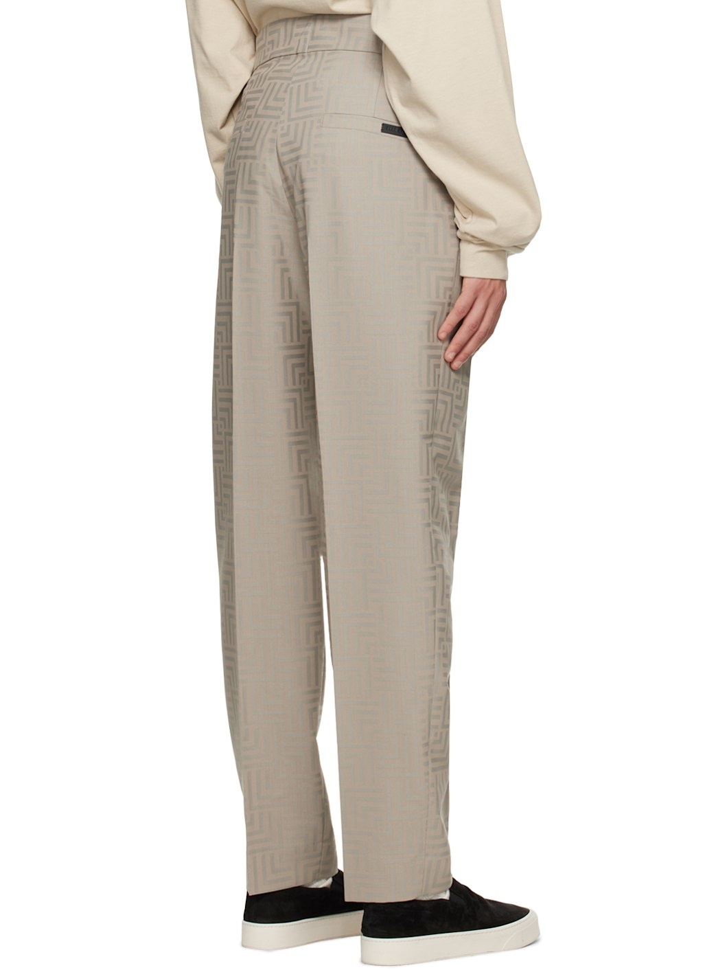 Taupe Tapered Trousers - 3