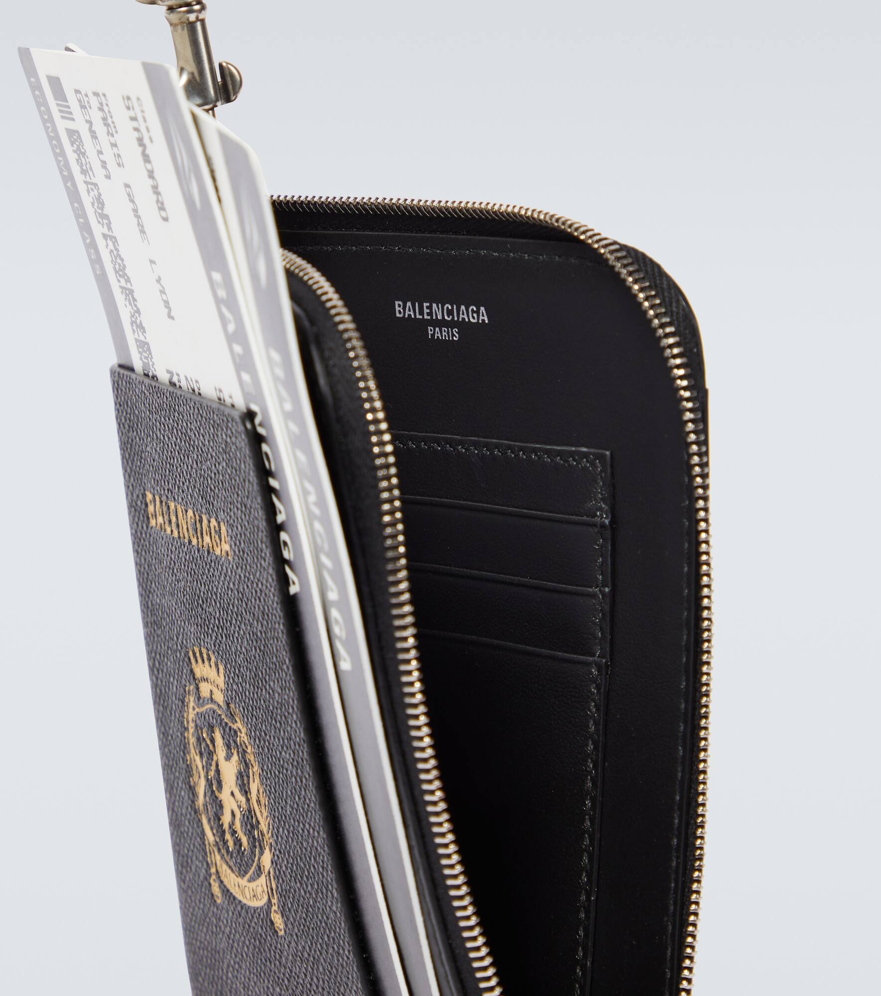 Leather-trimmed phone and passport holder - 3