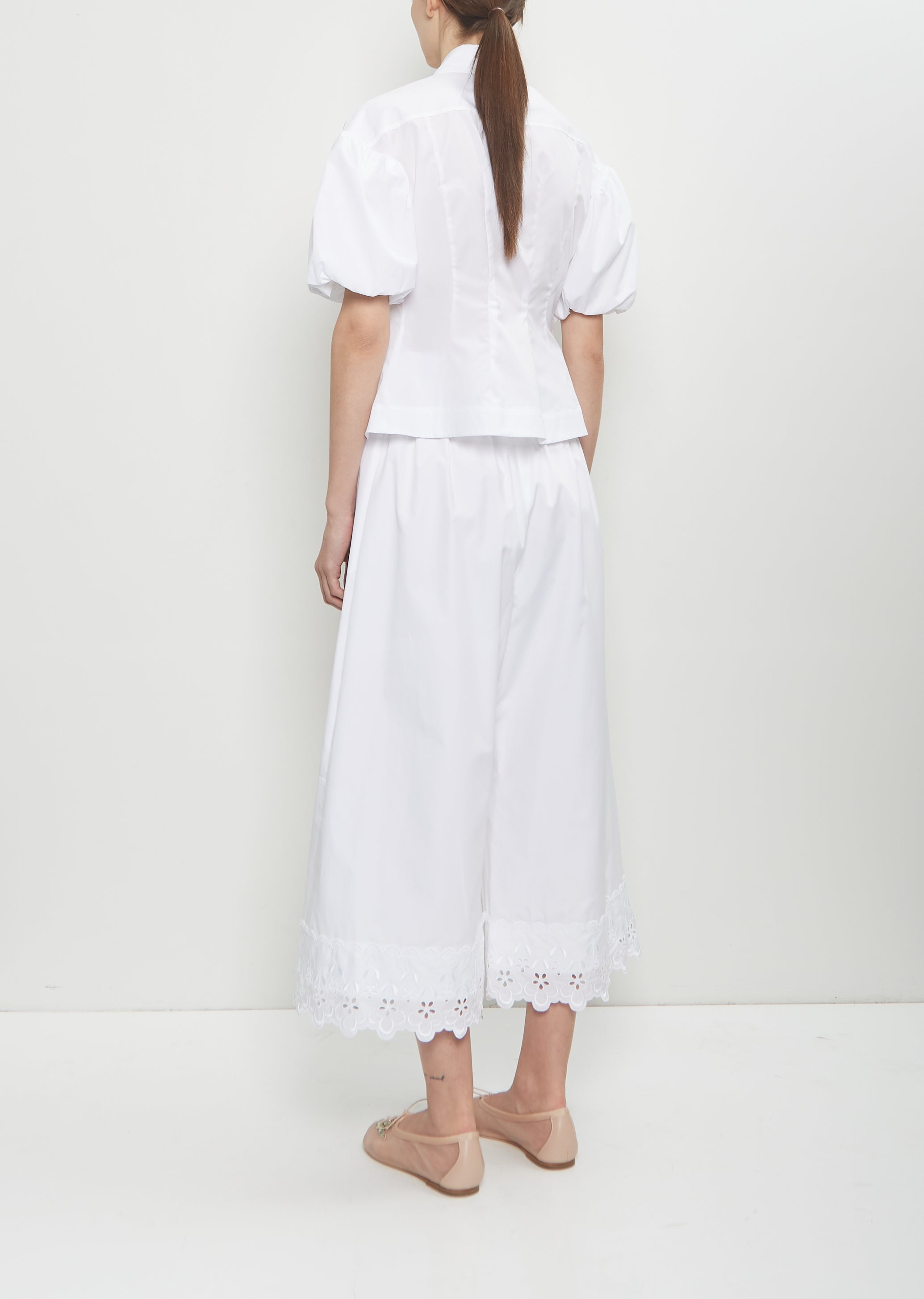 Cotton Puff Sleeve Shirt — White - 3