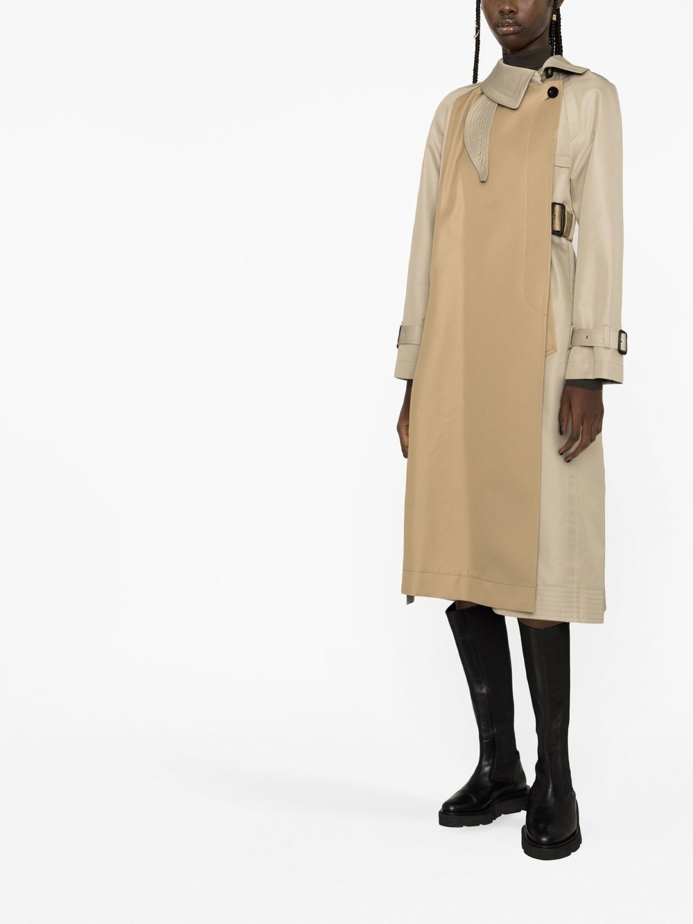 two-tone buttoned coat - 3