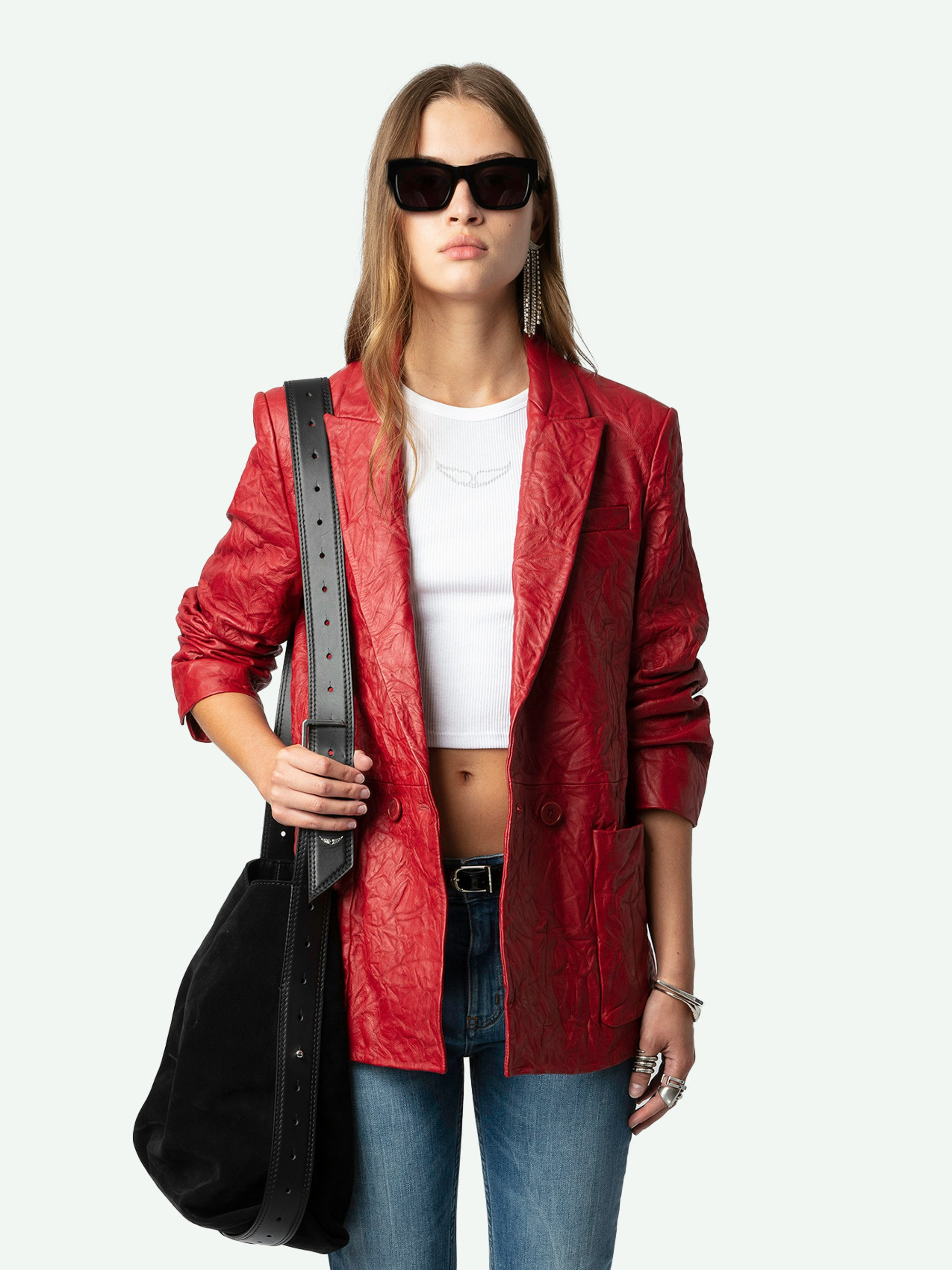 Visko Crinkled Leather Blazer - 4