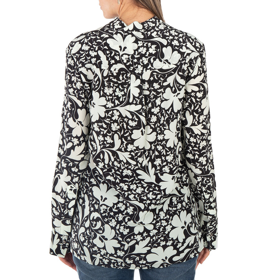 Stella McCartney Black Silk Forest Floral Print Shirt - 3