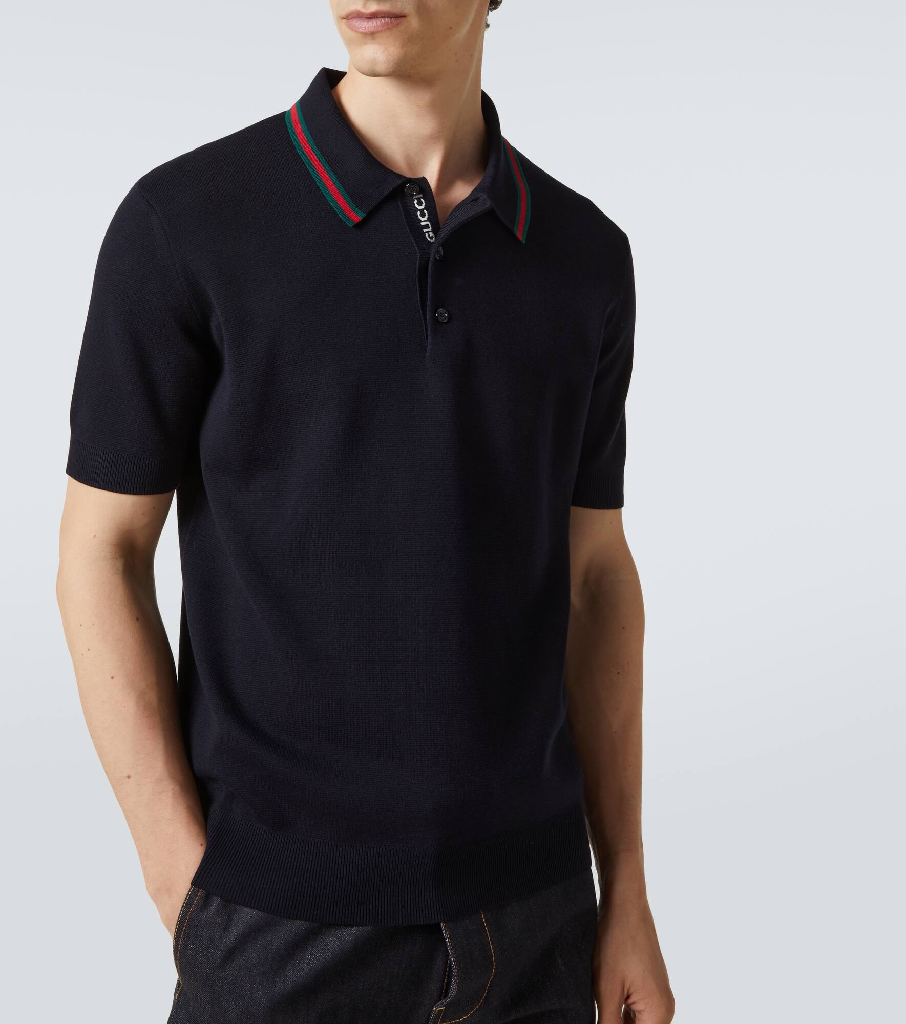Web Stripe silk and cotton polo shirt - 5