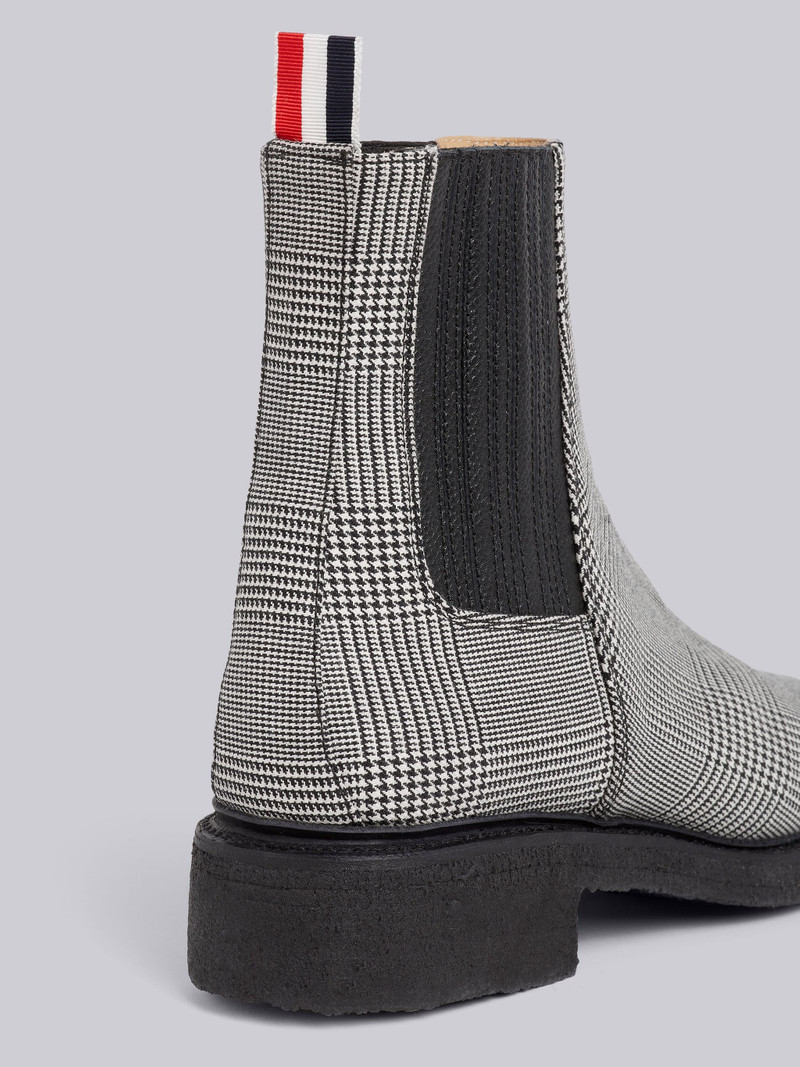 Thom Browne Black and White Prince of Wales Crepe Sole Chelsea Boot outlook