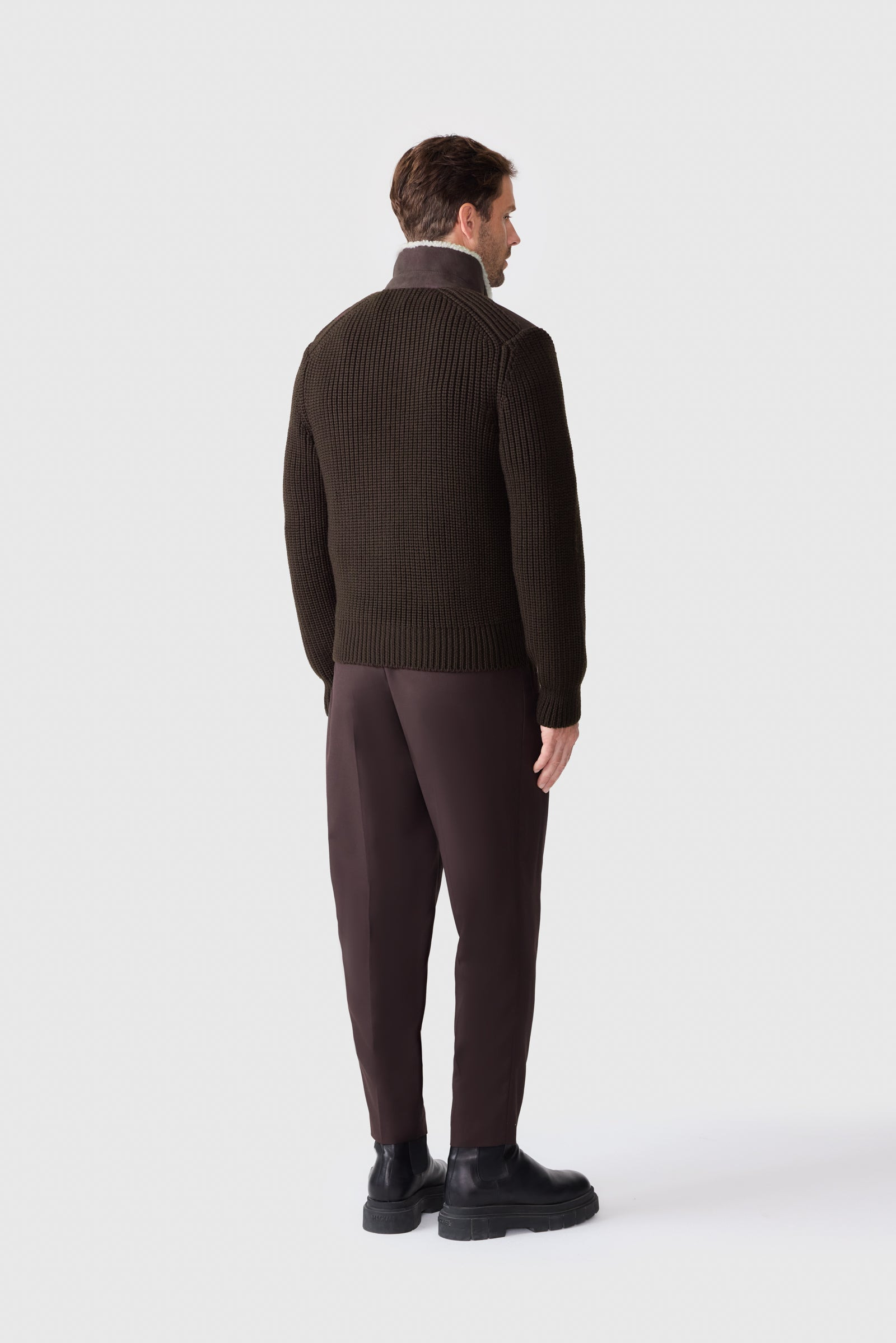 JONATHAN Mixed-media shearling jacket - 4