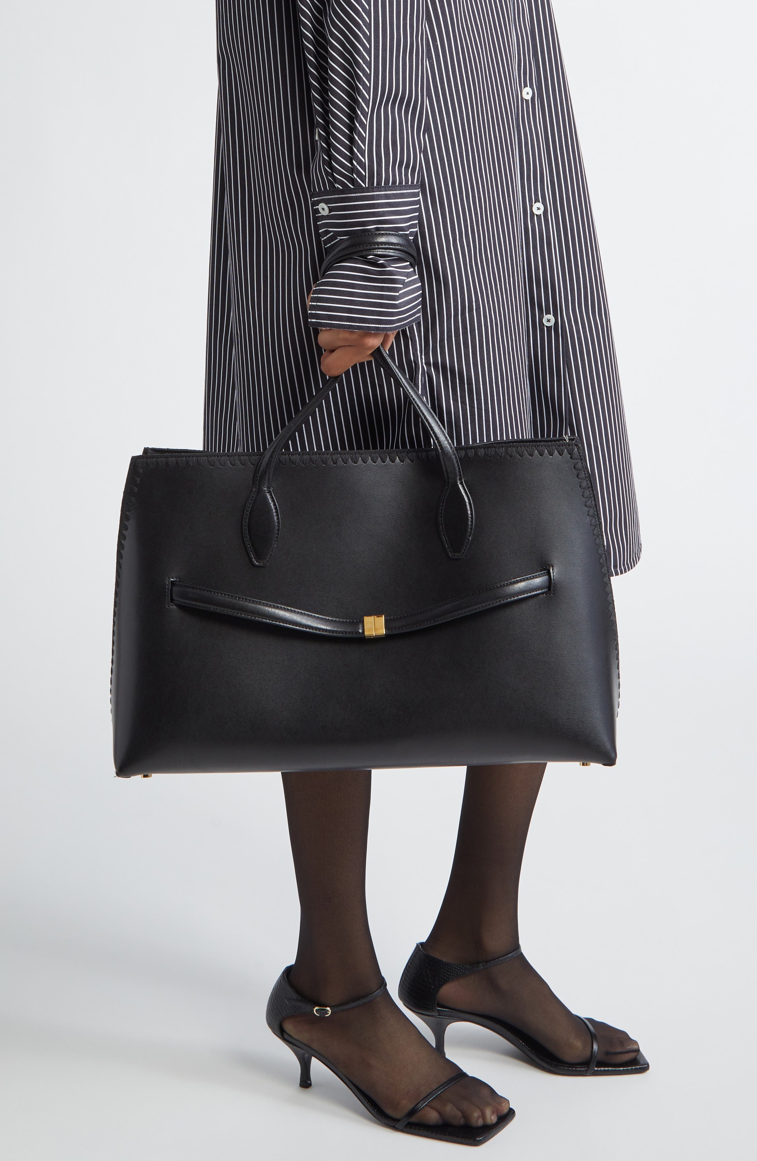 TOTEME Lounge Belted Leather Tote in Black at Nordstrom - 2
