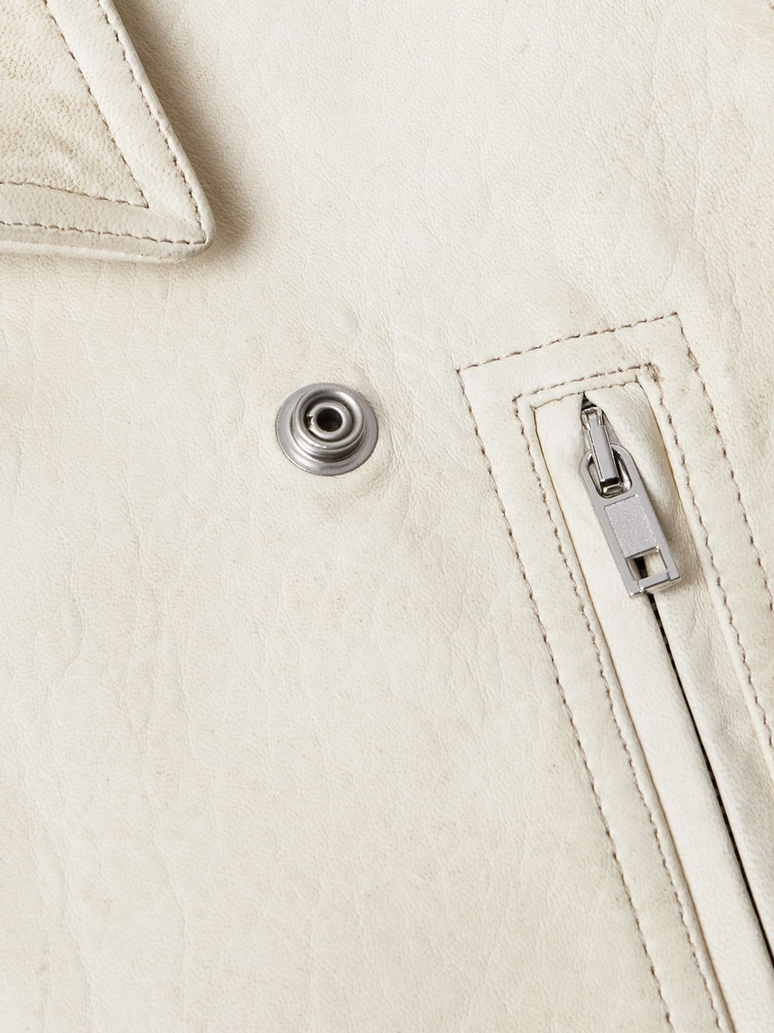 Belted Cropped Leather Jacket - 5