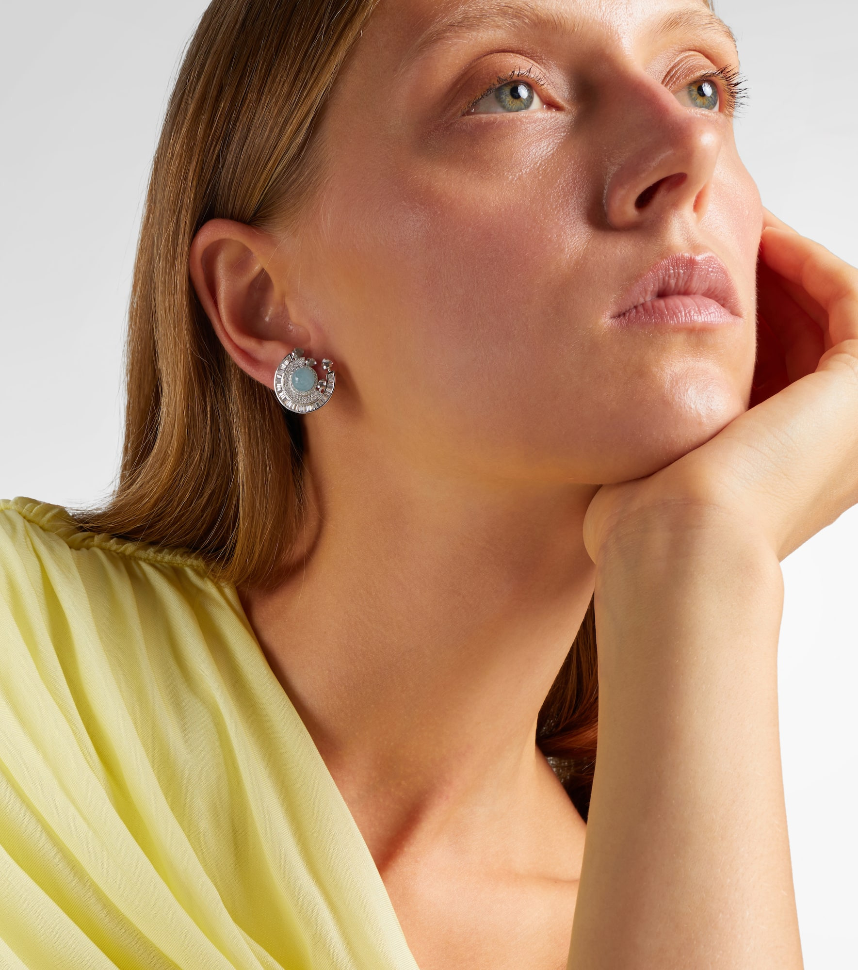 Chakra 18kt white gold earrings with pearls and gemstones - 2