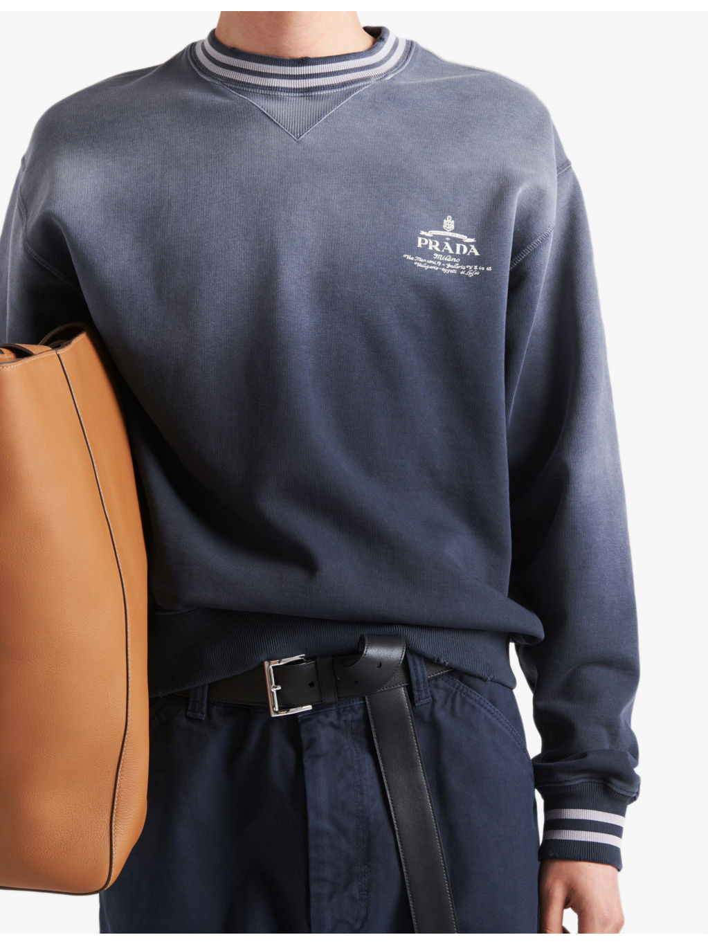 Logo-print contrast-stripe cotton sweatshirt - 3