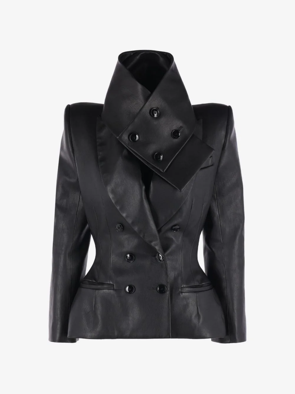 double-breasted funnel-neck jacket - 1